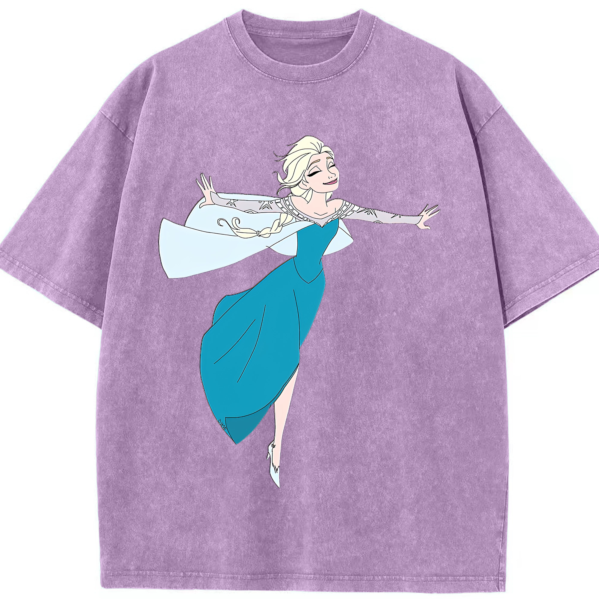 （画像用） アナと雪の女王 アンナ エルサ Frozen Anna Elsa 綿100% ヴィンテージ風 半袖Tシャツ（フロントプリント）