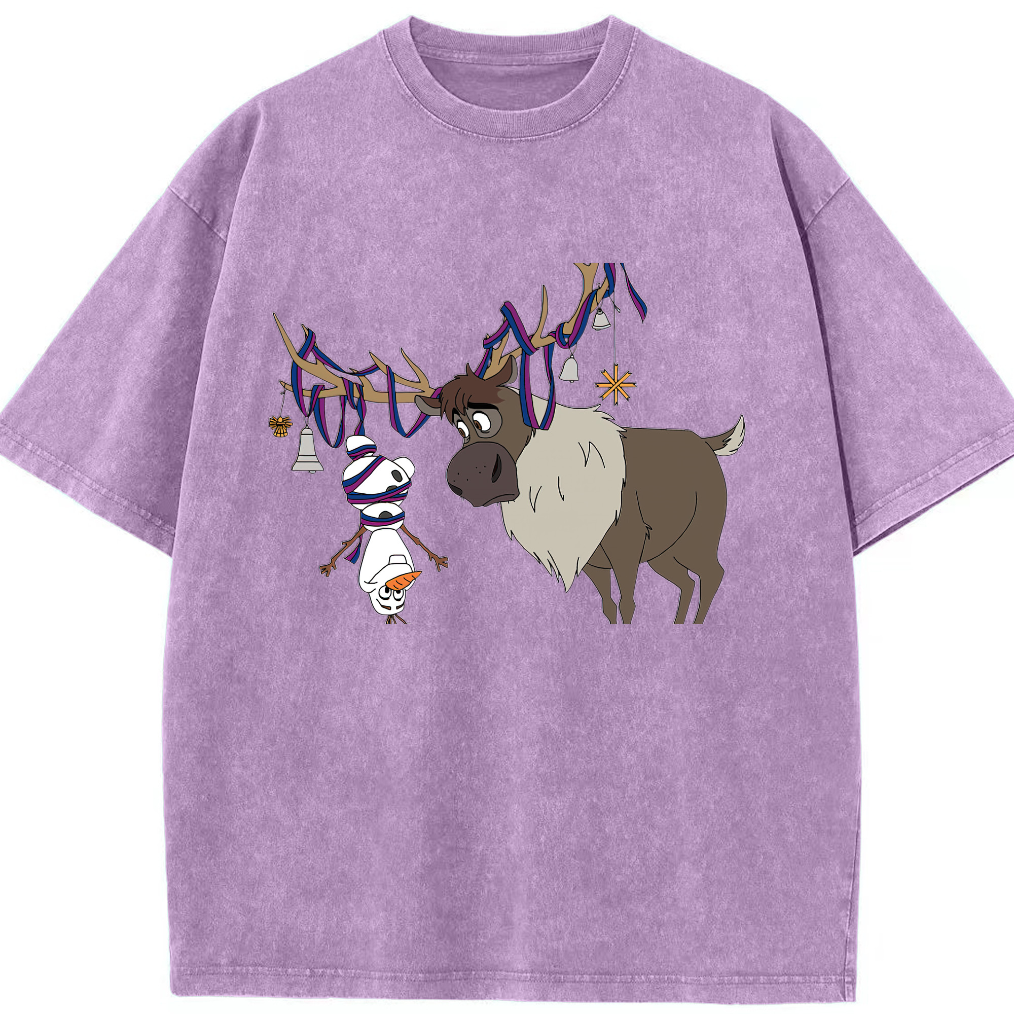 （画像用） アナと雪の女王 アンナ エルサ Frozen Anna Elsa 綿100% ヴィンテージ風 半袖Tシャツ（フロントプリント）