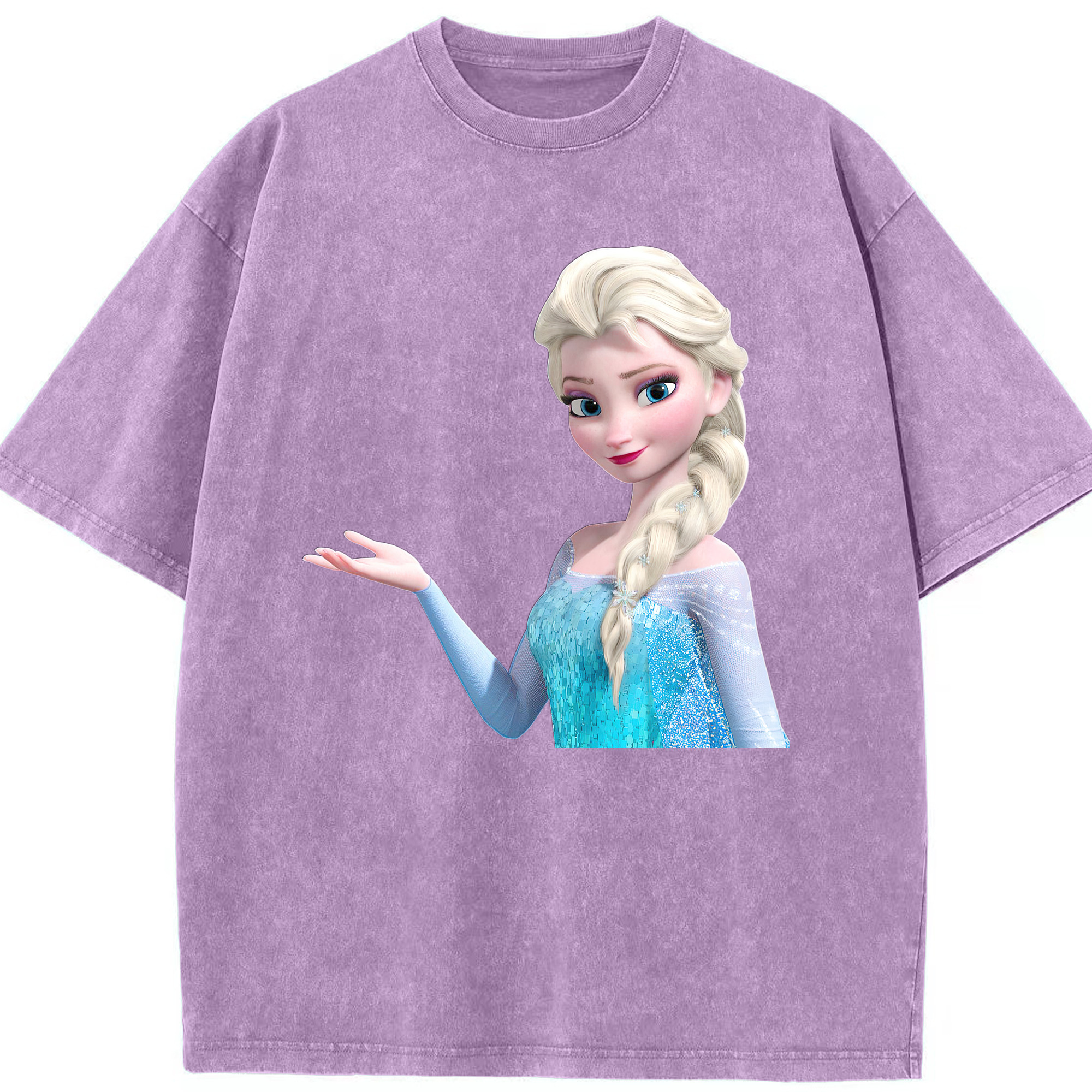 （画像用） アナと雪の女王 アンナ エルサ Frozen Anna Elsa 綿100% ヴィンテージ風 半袖Tシャツ（フロントプリント）
