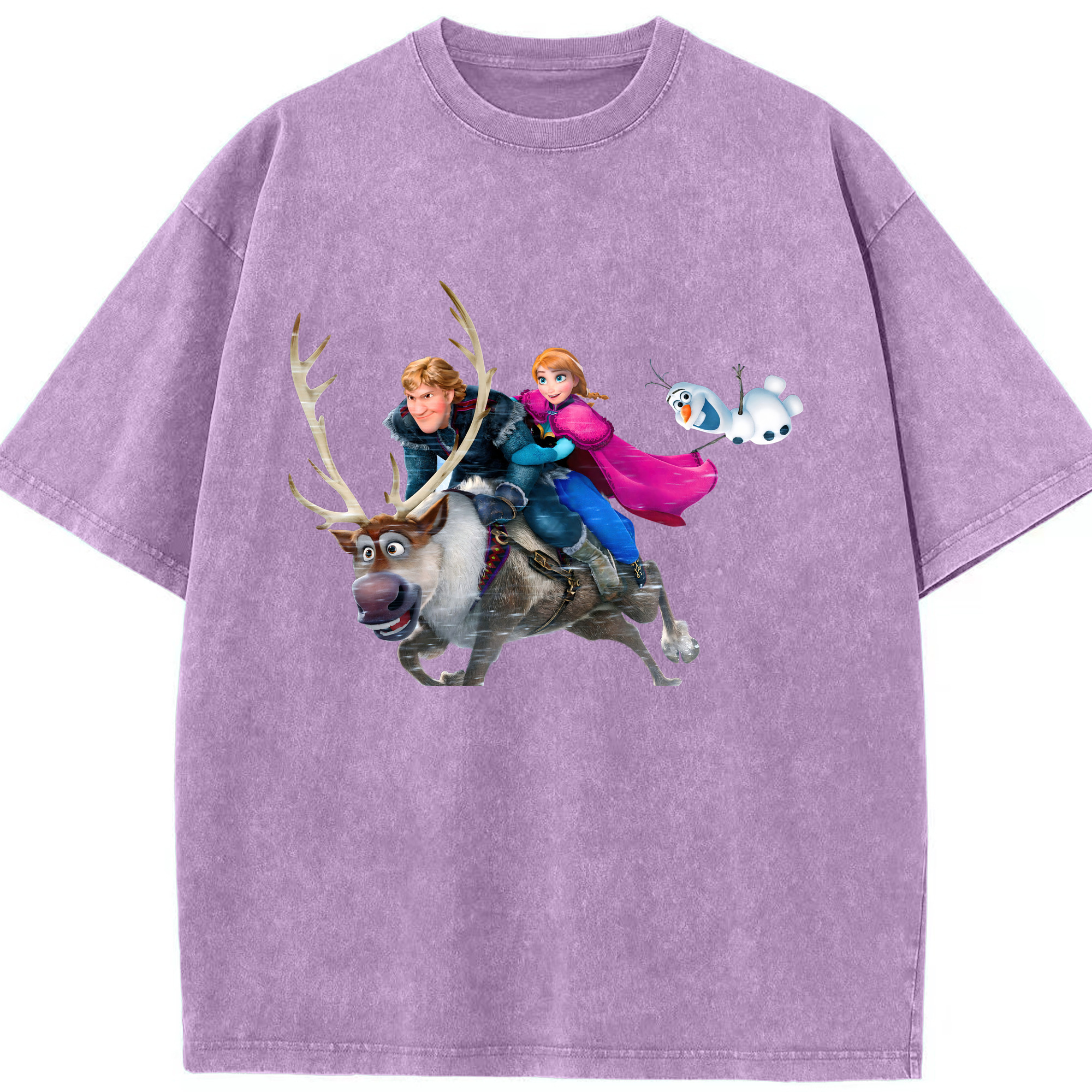 （画像用） アナと雪の女王 アンナ エルサ Frozen Anna Elsa 綿100% ヴィンテージ風 半袖Tシャツ（フロントプリント）