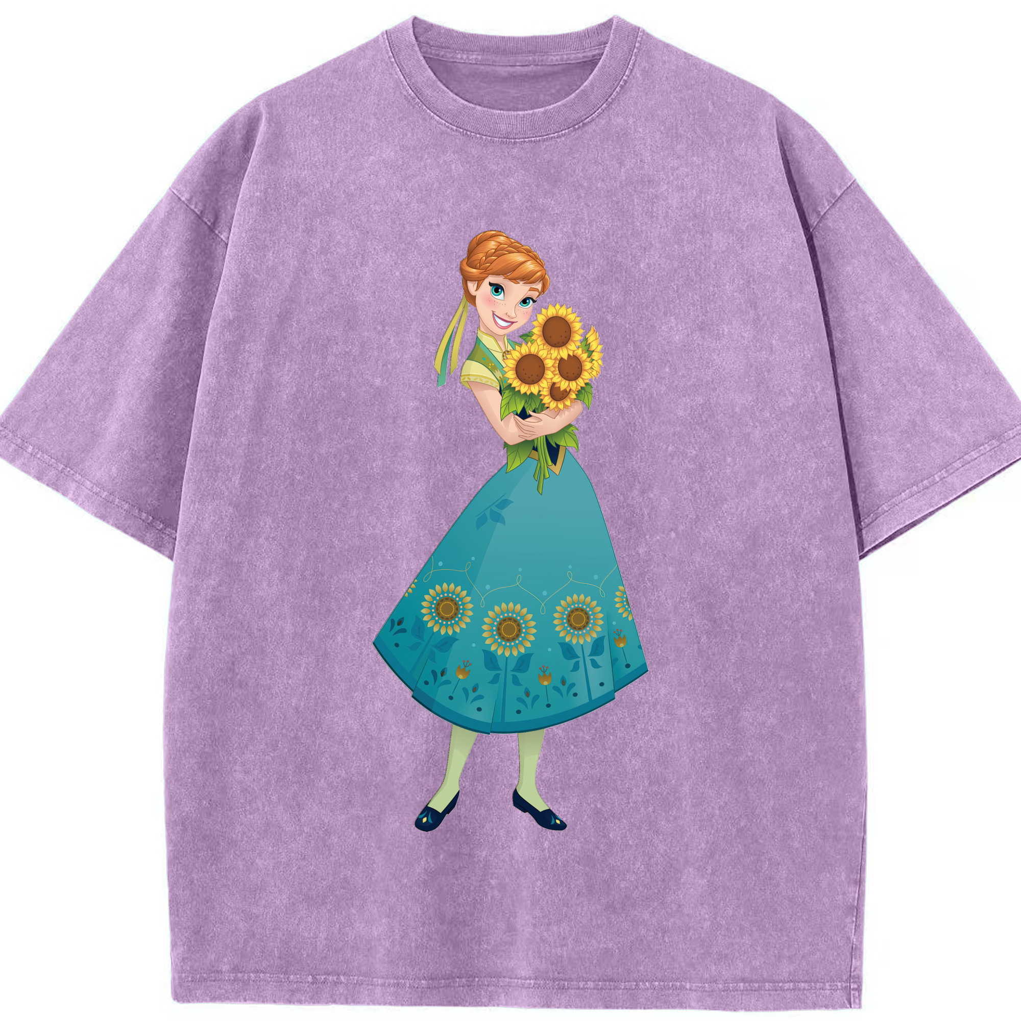（画像用） アナと雪の女王 アンナ エルサ Frozen Anna Elsa 綿100% ヴィンテージ風 半袖Tシャツ（フロントプリント）