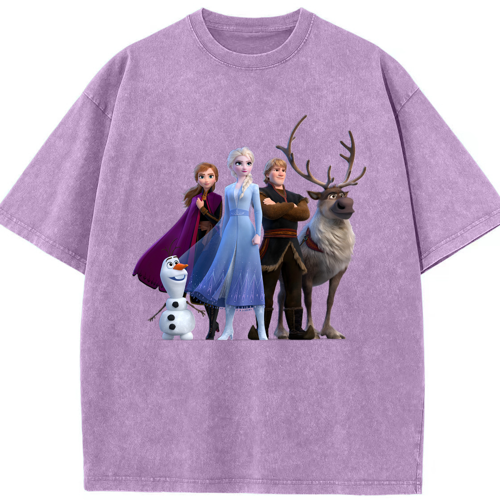 （画像用） アナと雪の女王 アンナ エルサ Frozen Anna Elsa 綿100% ヴィンテージ風 半袖Tシャツ（フロントプリント）