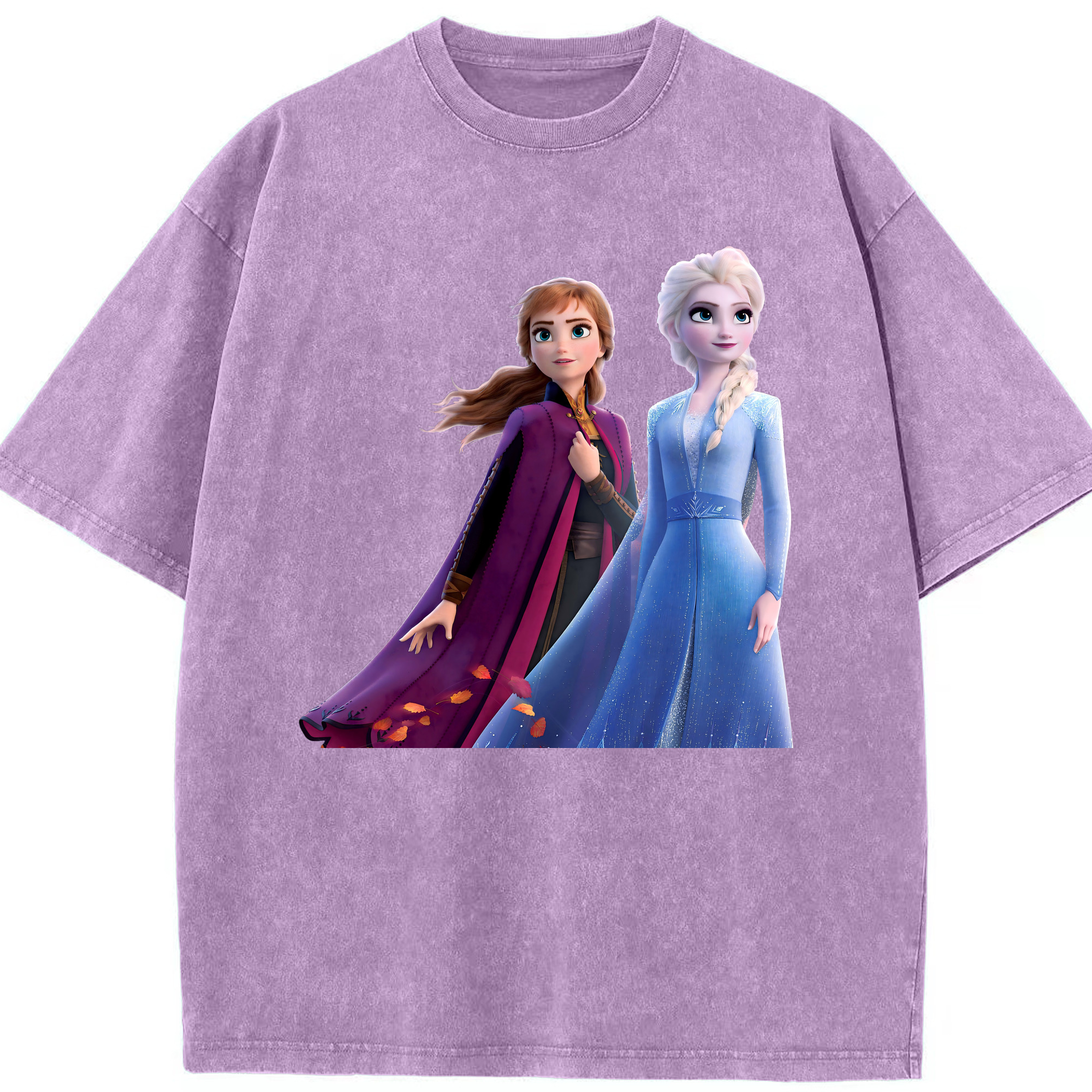（画像用） アナと雪の女王 アンナ エルサ Frozen Anna Elsa 綿100% ヴィンテージ風 半袖Tシャツ（フロントプリント）
