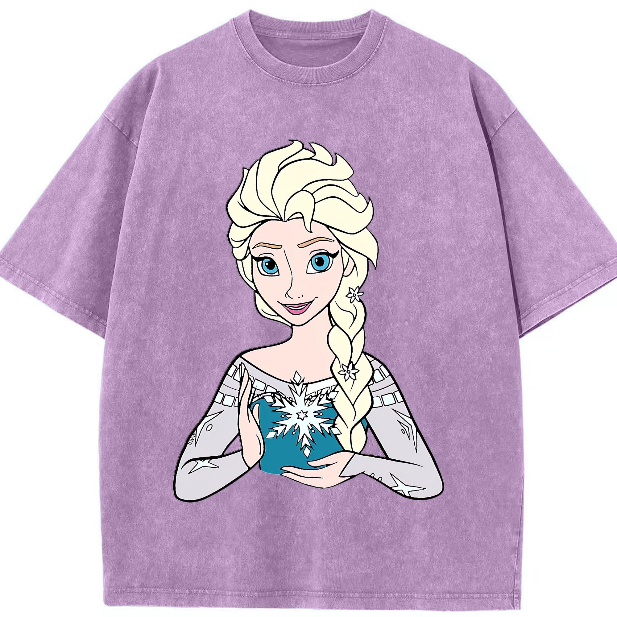 （画像用） アナと雪の女王 アンナ エルサ Frozen Anna Elsa 綿100% ヴィンテージ風 半袖Tシャツ（フロントプリント）