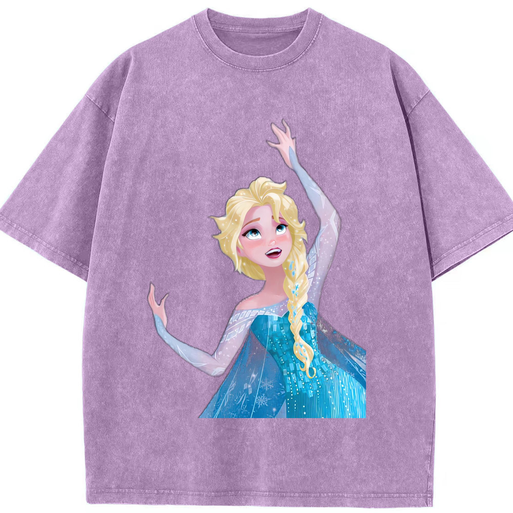 （画像用） アナと雪の女王 アンナ エルサ Frozen Anna Elsa 綿100% ヴィンテージ風 半袖Tシャツ（フロントプリント）