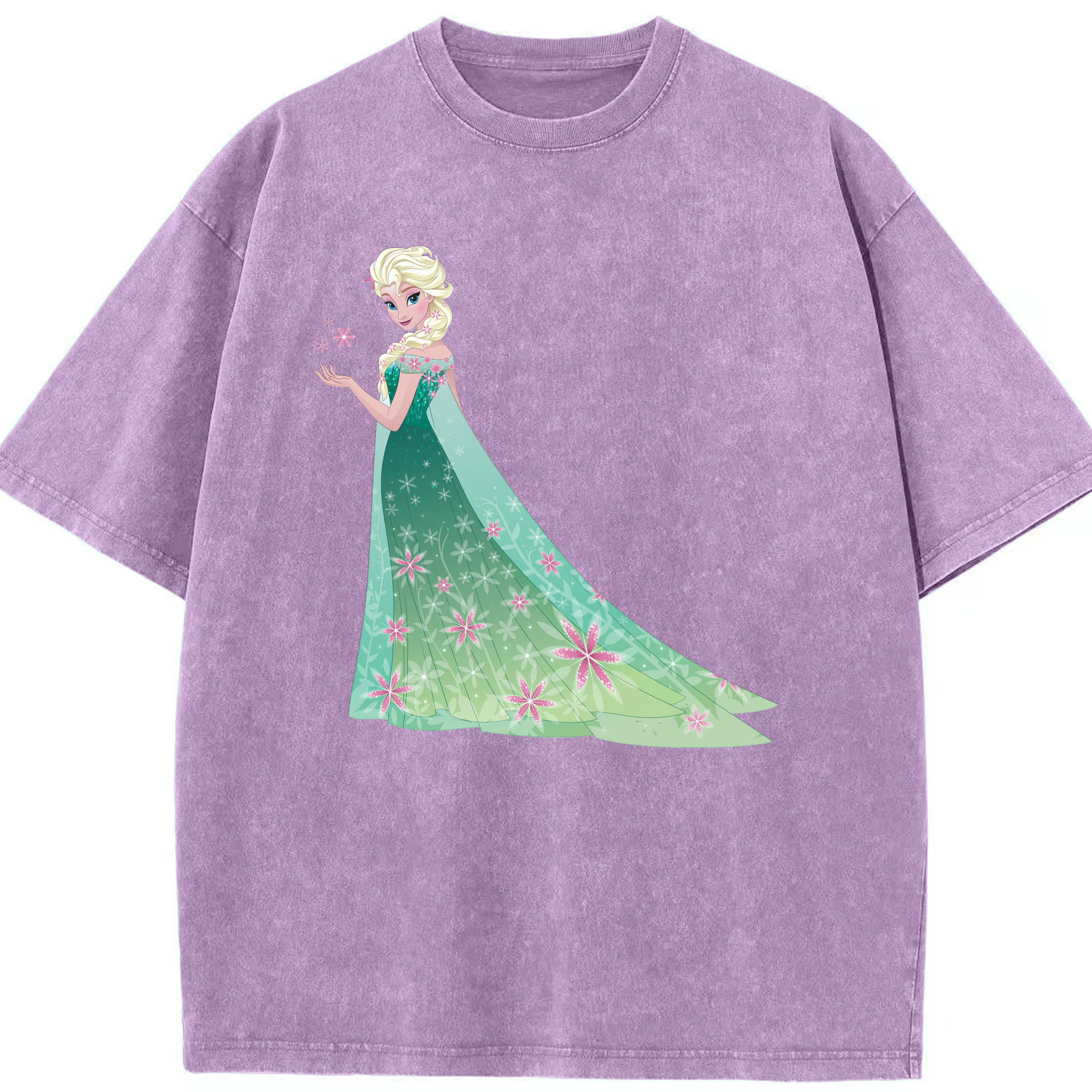 （画像用） アナと雪の女王 アンナ エルサ Frozen Anna Elsa 綿100% ヴィンテージ風 半袖Tシャツ（フロントプリント）