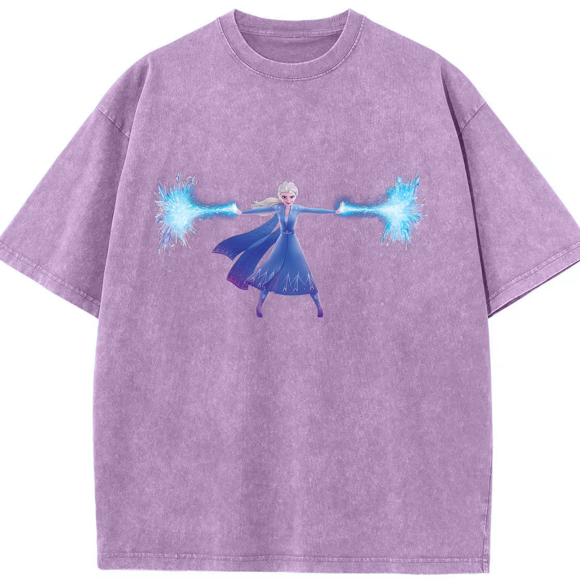 （画像用） アナと雪の女王 アンナ エルサ Frozen Anna Elsa 綿100% ヴィンテージ風 半袖Tシャツ（フロントプリント）