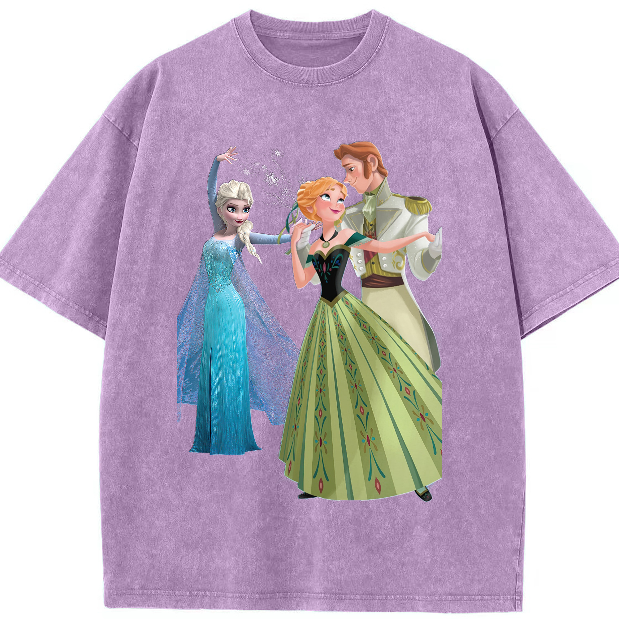 （画像用） アナと雪の女王 アンナ エルサ Frozen Anna Elsa 綿100% ヴィンテージ風 半袖Tシャツ（フロントプリント）