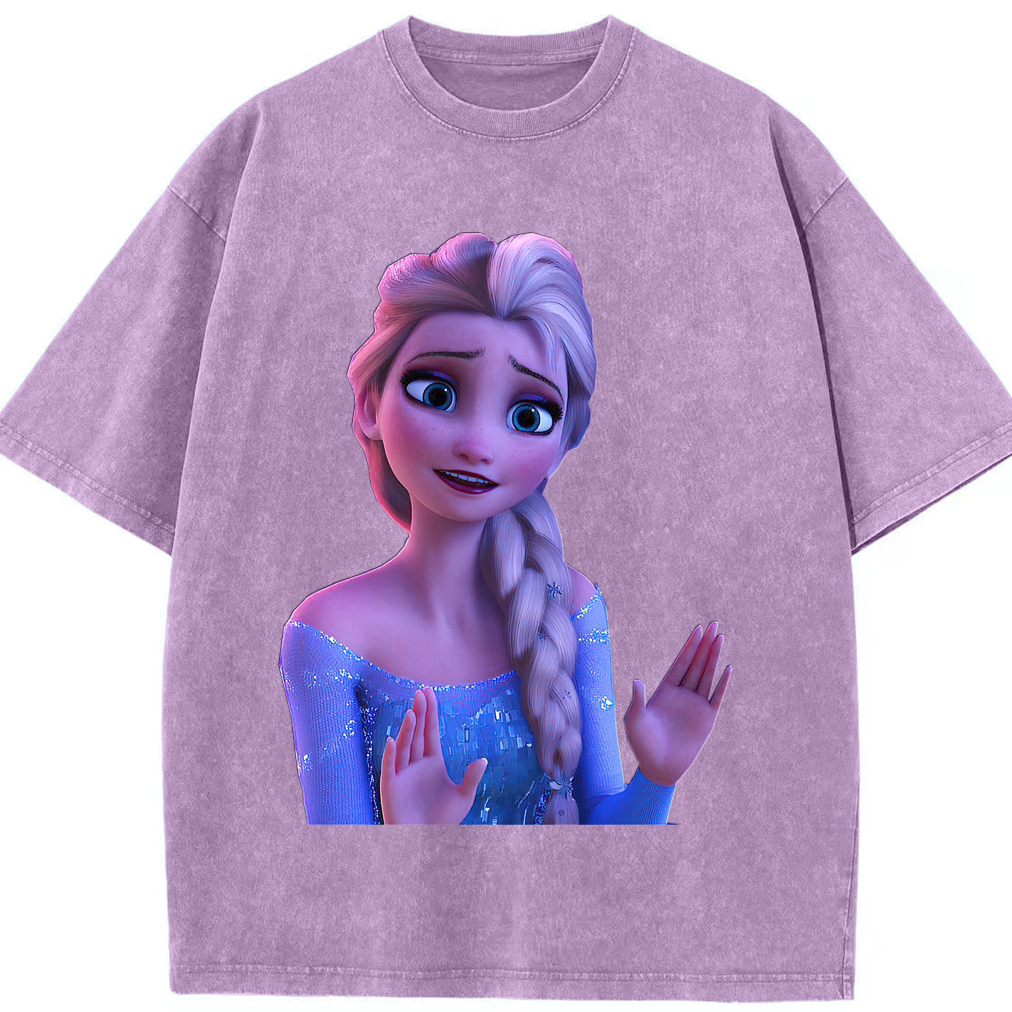 （画像用） アナと雪の女王 アンナ エルサ Frozen Anna Elsa 綿100% ヴィンテージ風 半袖Tシャツ（フロントプリント）