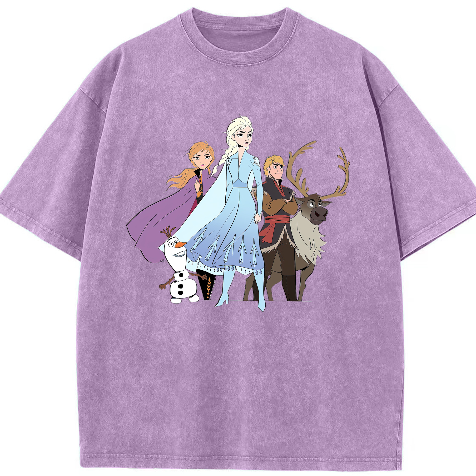 （画像用） アナと雪の女王 アンナ エルサ Frozen Anna Elsa 綿100% ヴィンテージ風 半袖Tシャツ（フロントプリント）
