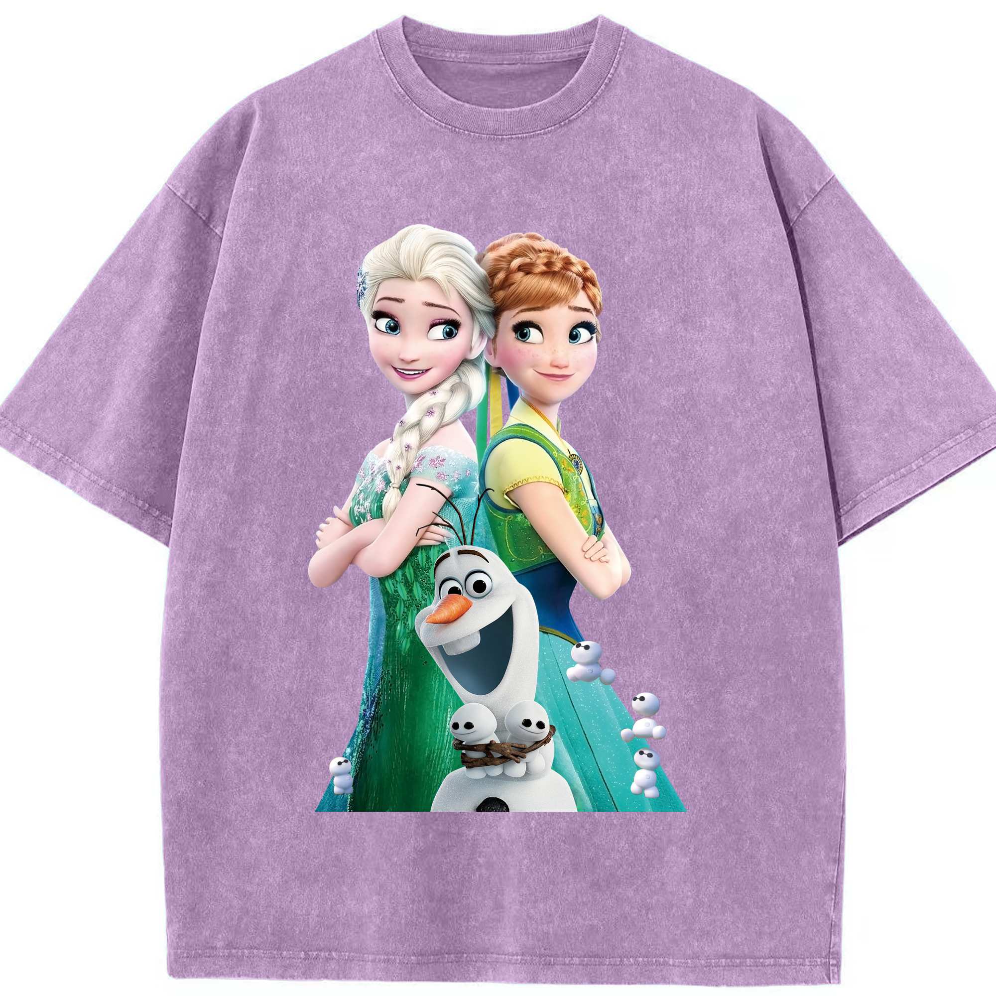 （画像用） アナと雪の女王 アンナ エルサ Frozen Anna Elsa 綿100% ヴィンテージ風 半袖Tシャツ（フロントプリント）