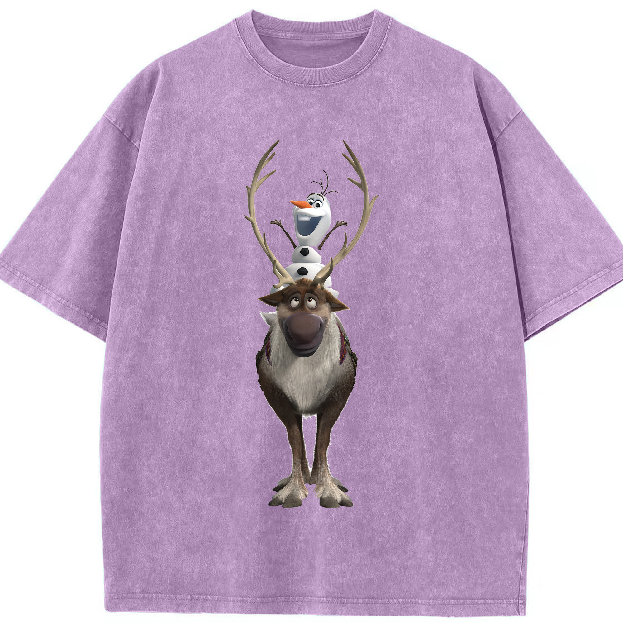 （画像用） アナと雪の女王 アンナ エルサ Frozen Anna Elsa 綿100% ヴィンテージ風 半袖Tシャツ（フロントプリント）