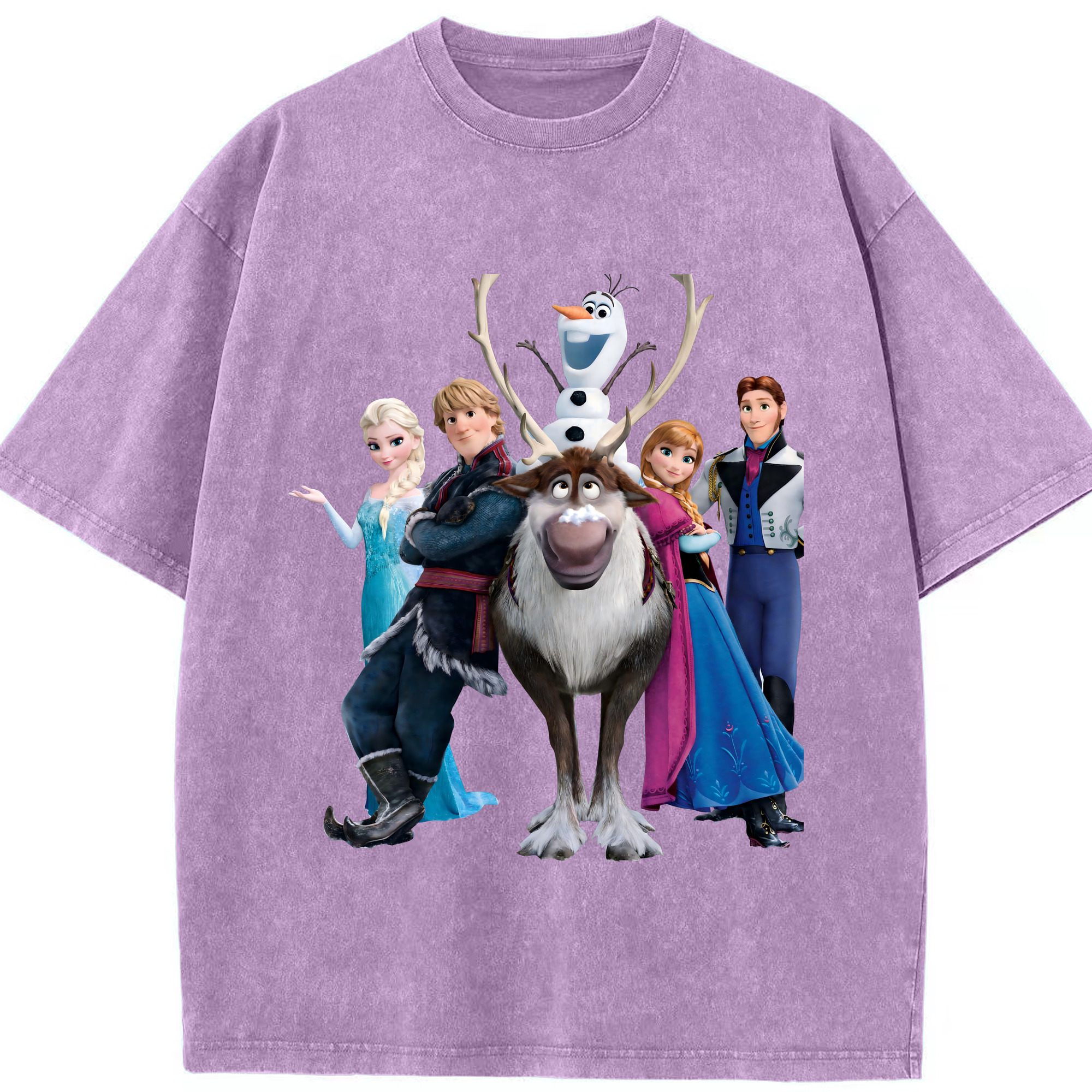 （画像用） アナと雪の女王 アンナ エルサ Frozen Anna Elsa 綿100% ヴィンテージ風 半袖Tシャツ（フロントプリント）