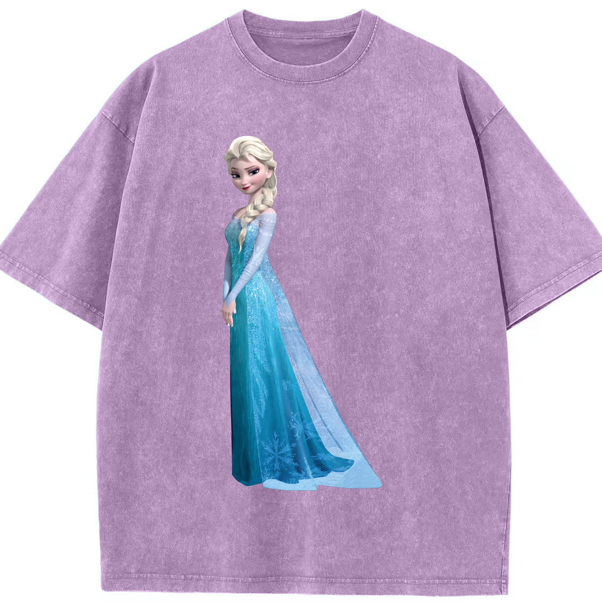 （画像用） アナと雪の女王 アンナ エルサ Frozen Anna Elsa 綿100% ヴィンテージ風 半袖Tシャツ（フロントプリント）