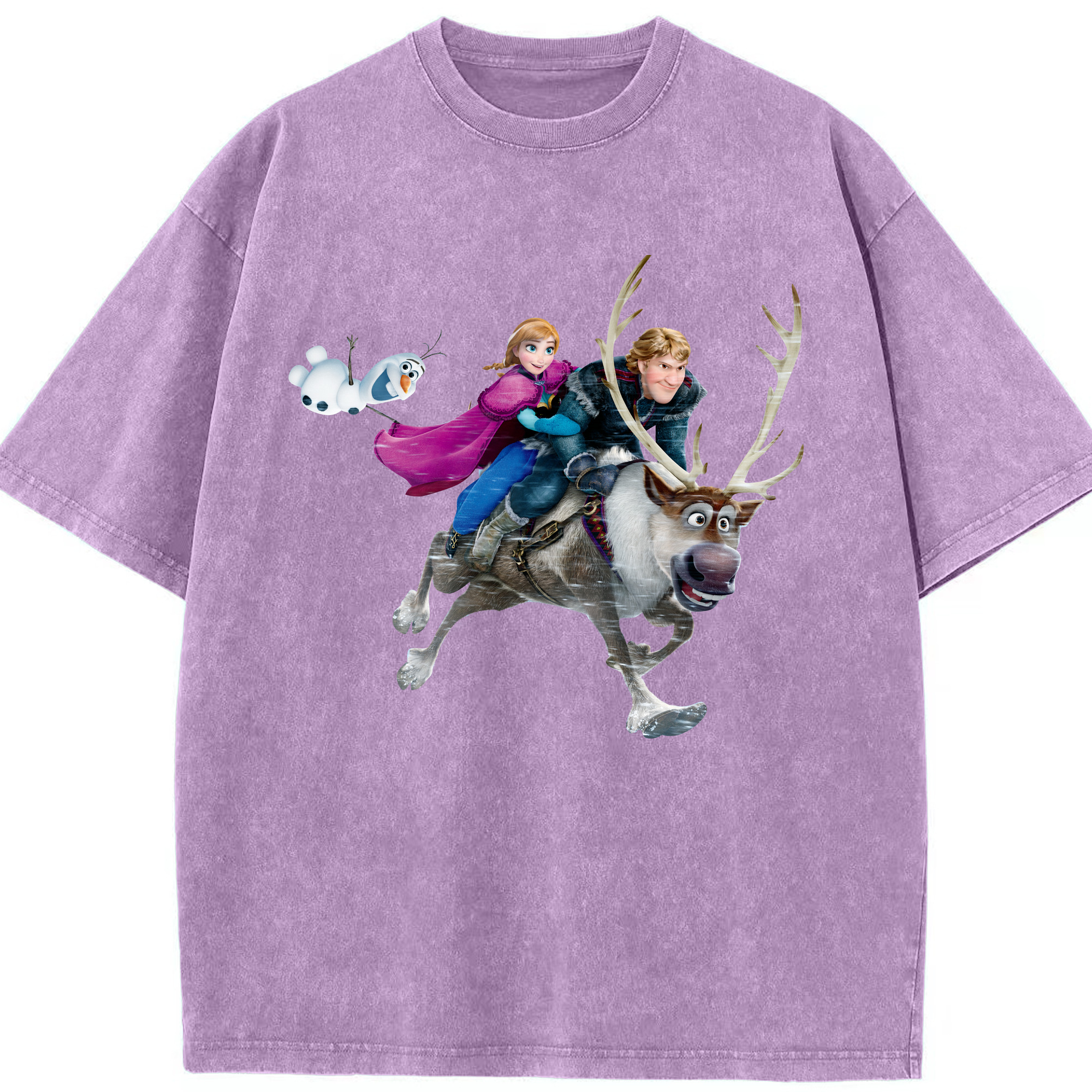 （画像用） アナと雪の女王 アンナ エルサ Frozen Anna Elsa 綿100% ヴィンテージ風 半袖Tシャツ（フロントプリント）