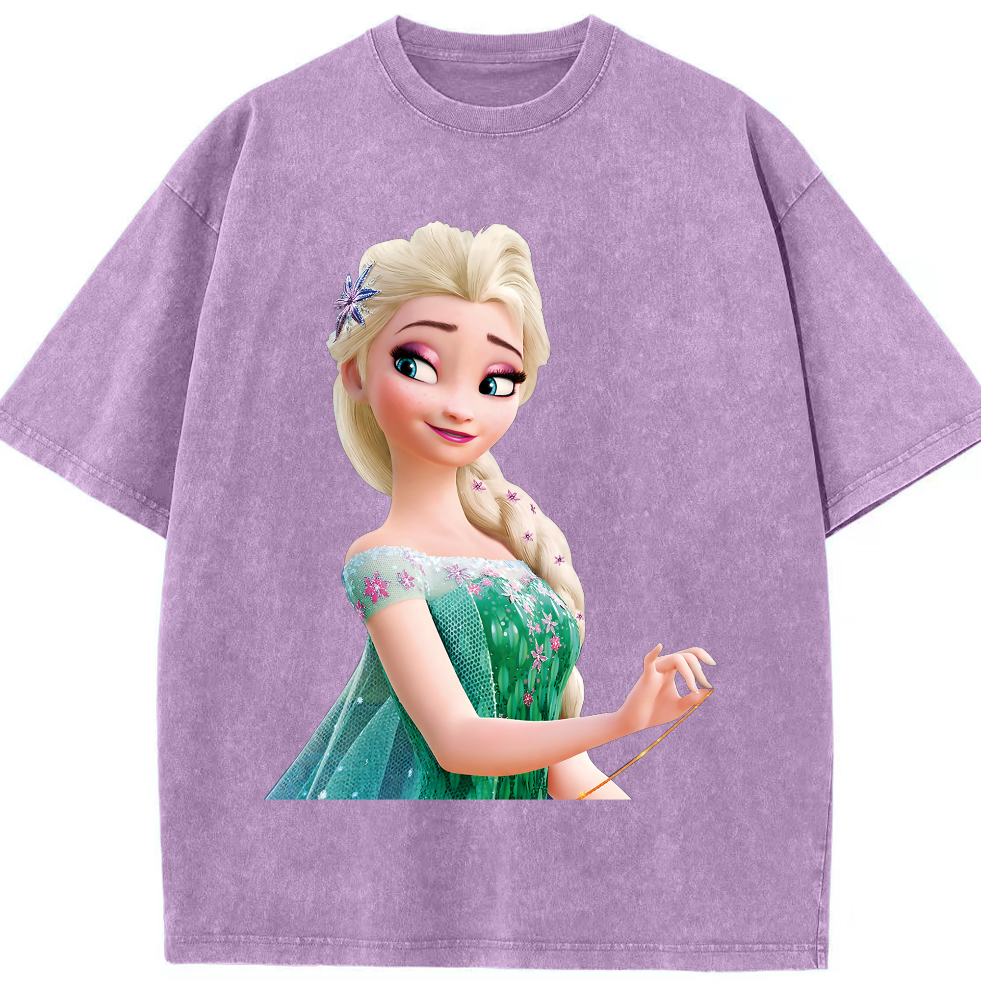 （画像用） アナと雪の女王 アンナ エルサ Frozen Anna Elsa 綿100% ヴィンテージ風 半袖Tシャツ（フロントプリント）
