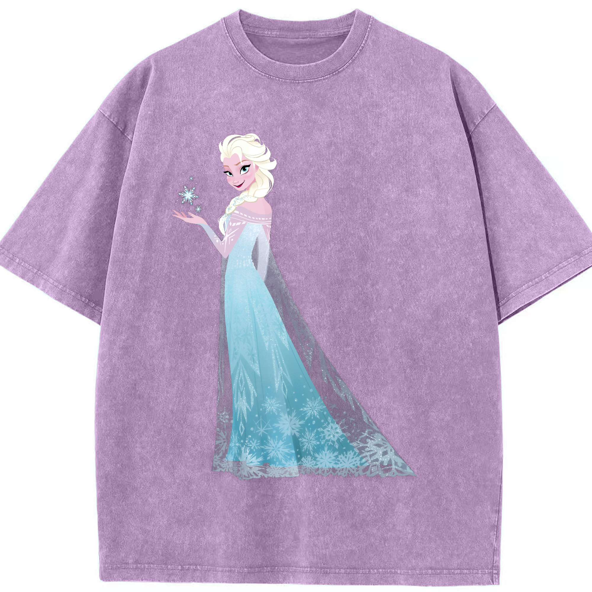 （画像用） アナと雪の女王 アンナ エルサ Frozen Anna Elsa 綿100% ヴィンテージ風 半袖Tシャツ（フロントプリント）