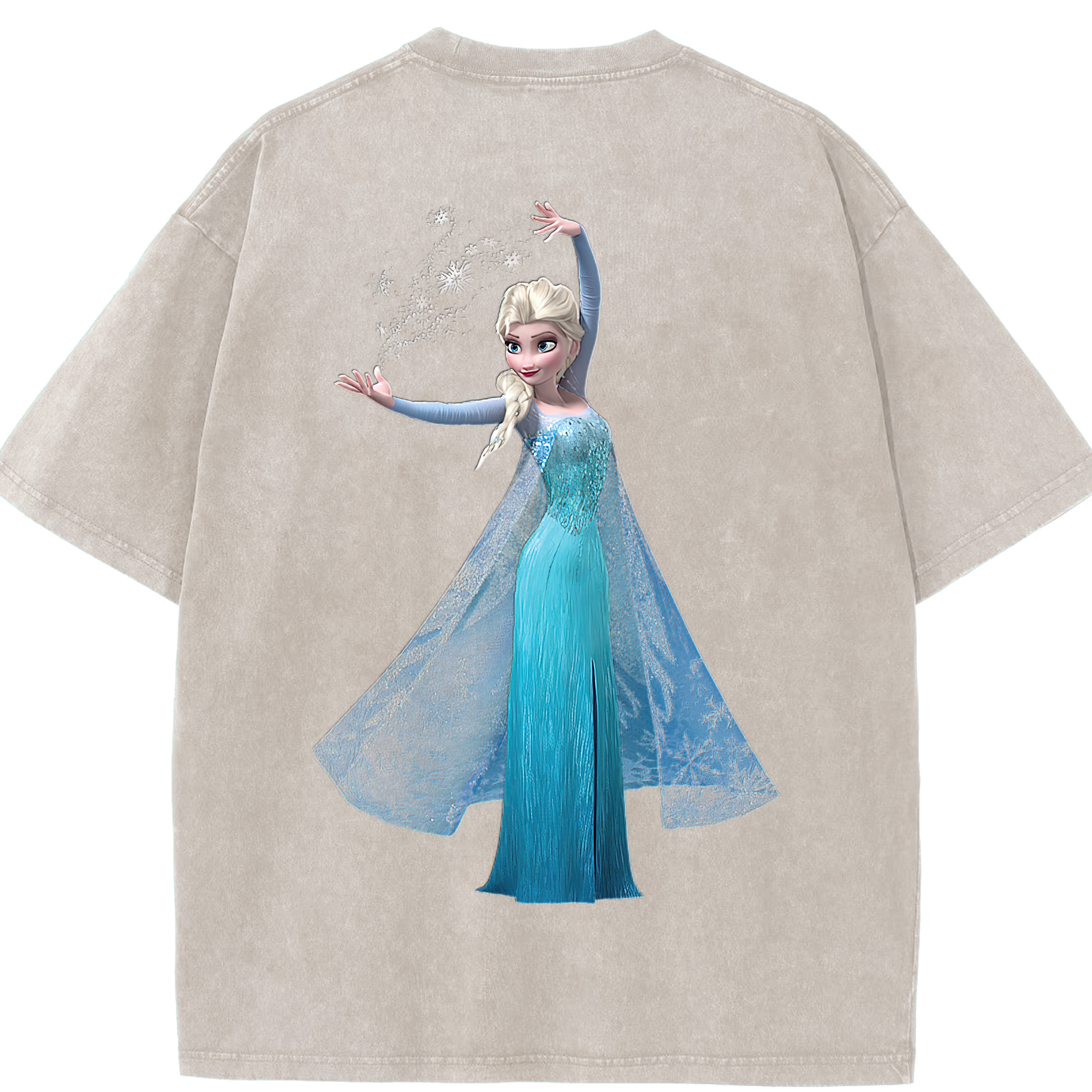 （画像用） アナと雪の女王 アンナ エルサ Frozen Anna Elsa 綿100% ヴィンテージ風 半袖Tシャツ（背面プリント）