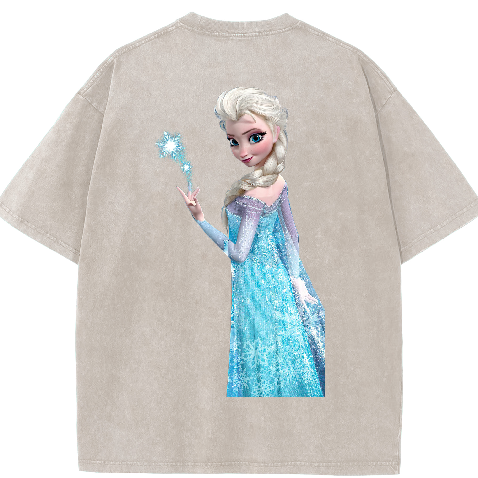 （画像用） アナと雪の女王 アンナ エルサ Frozen Anna Elsa 綿100% ヴィンテージ風 半袖Tシャツ（背面プリント）