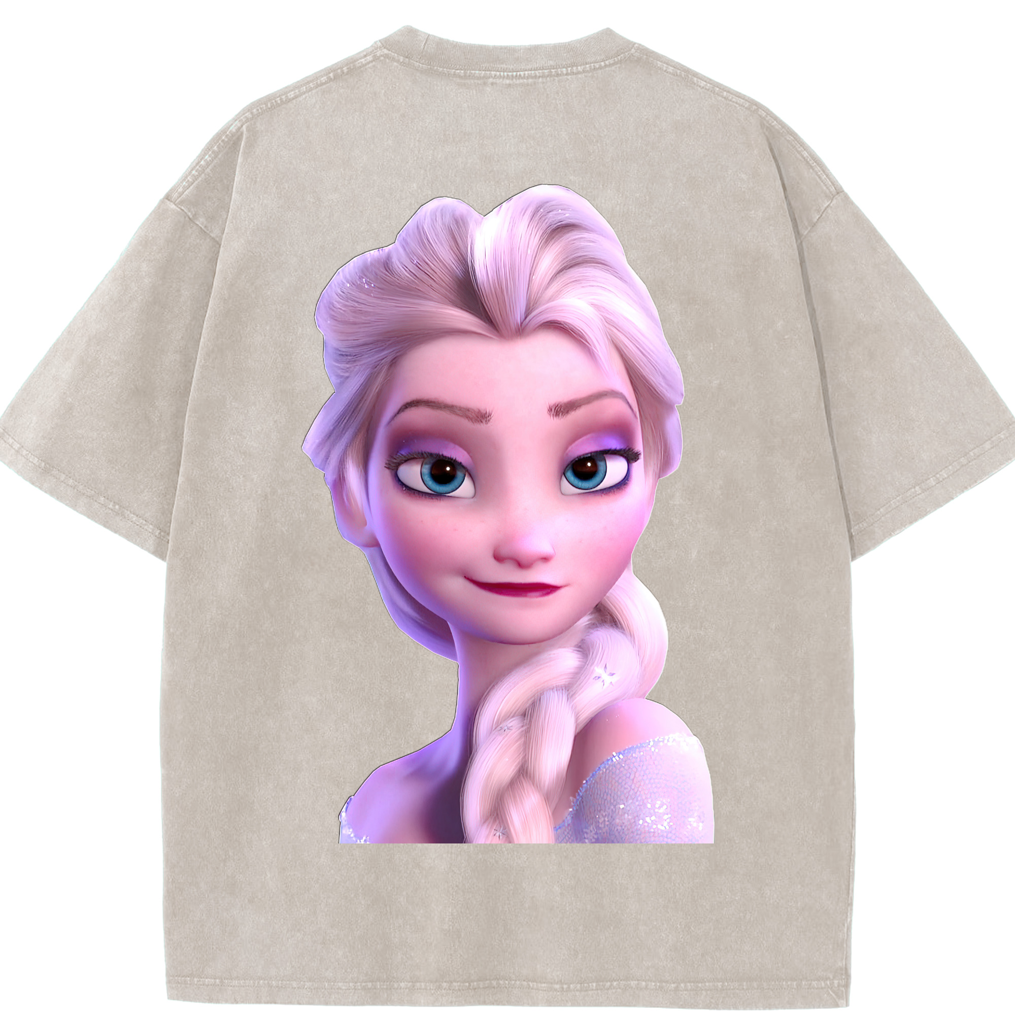（画像用） アナと雪の女王 アンナ エルサ Frozen Anna Elsa 綿100% ヴィンテージ風 半袖Tシャツ（背面プリント）