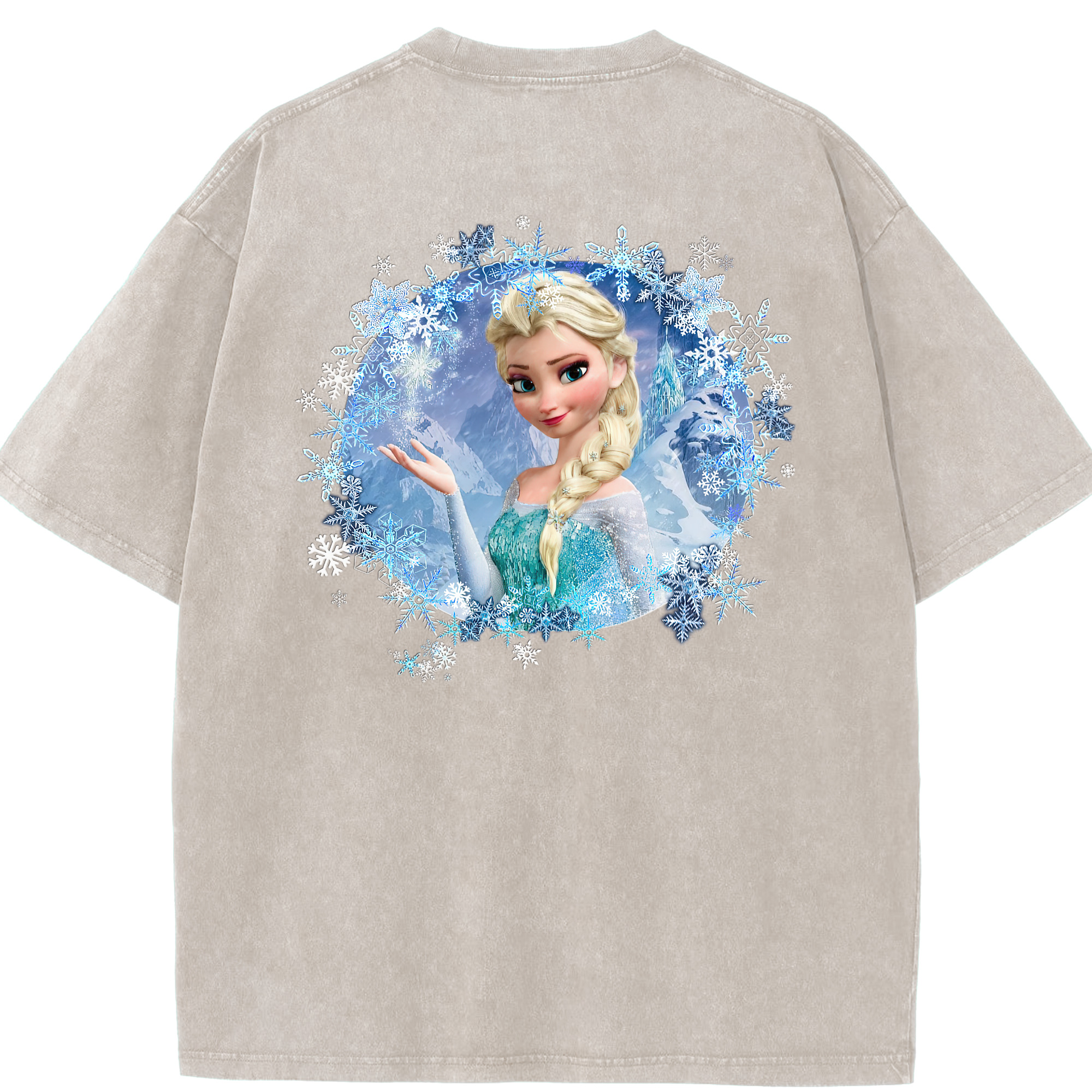 （画像用） アナと雪の女王 アンナ エルサ Frozen Anna Elsa 綿100% ヴィンテージ風 半袖Tシャツ（背面プリント）