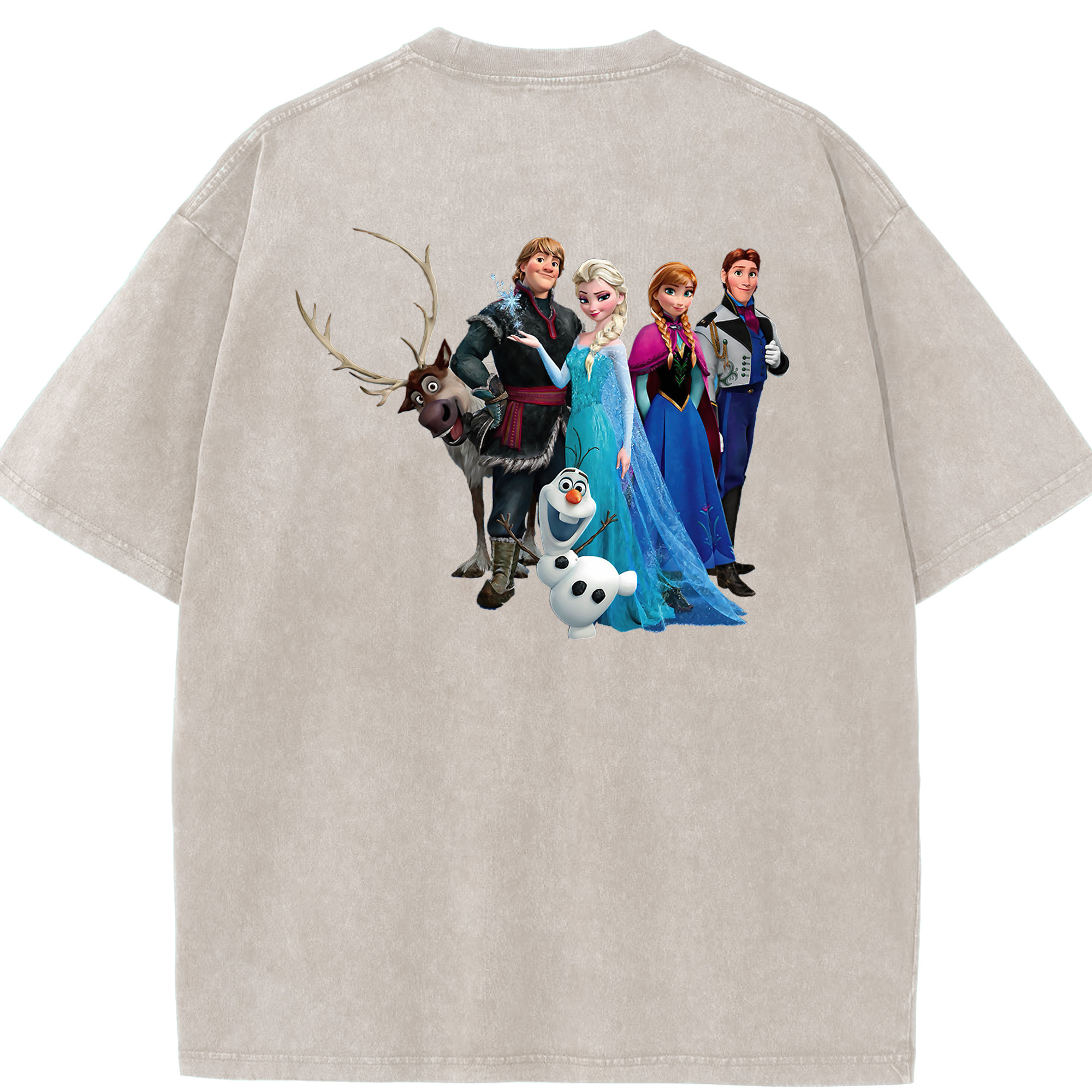 （画像用） アナと雪の女王 アンナ エルサ Frozen Anna Elsa 綿100% ヴィンテージ風 半袖Tシャツ（背面プリント）