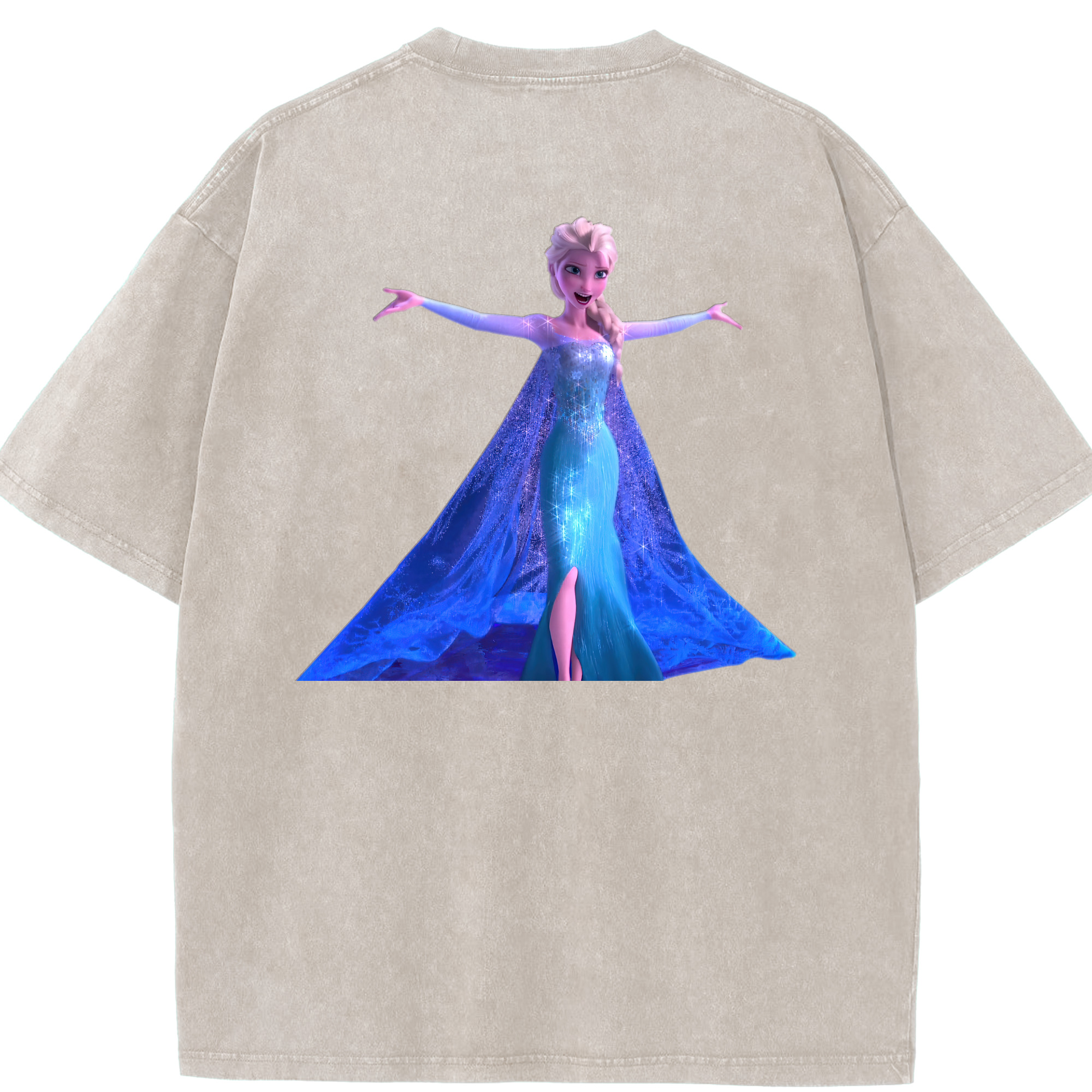 （画像用） アナと雪の女王 アンナ エルサ Frozen Anna Elsa 綿100% ヴィンテージ風 半袖Tシャツ（背面プリント）
