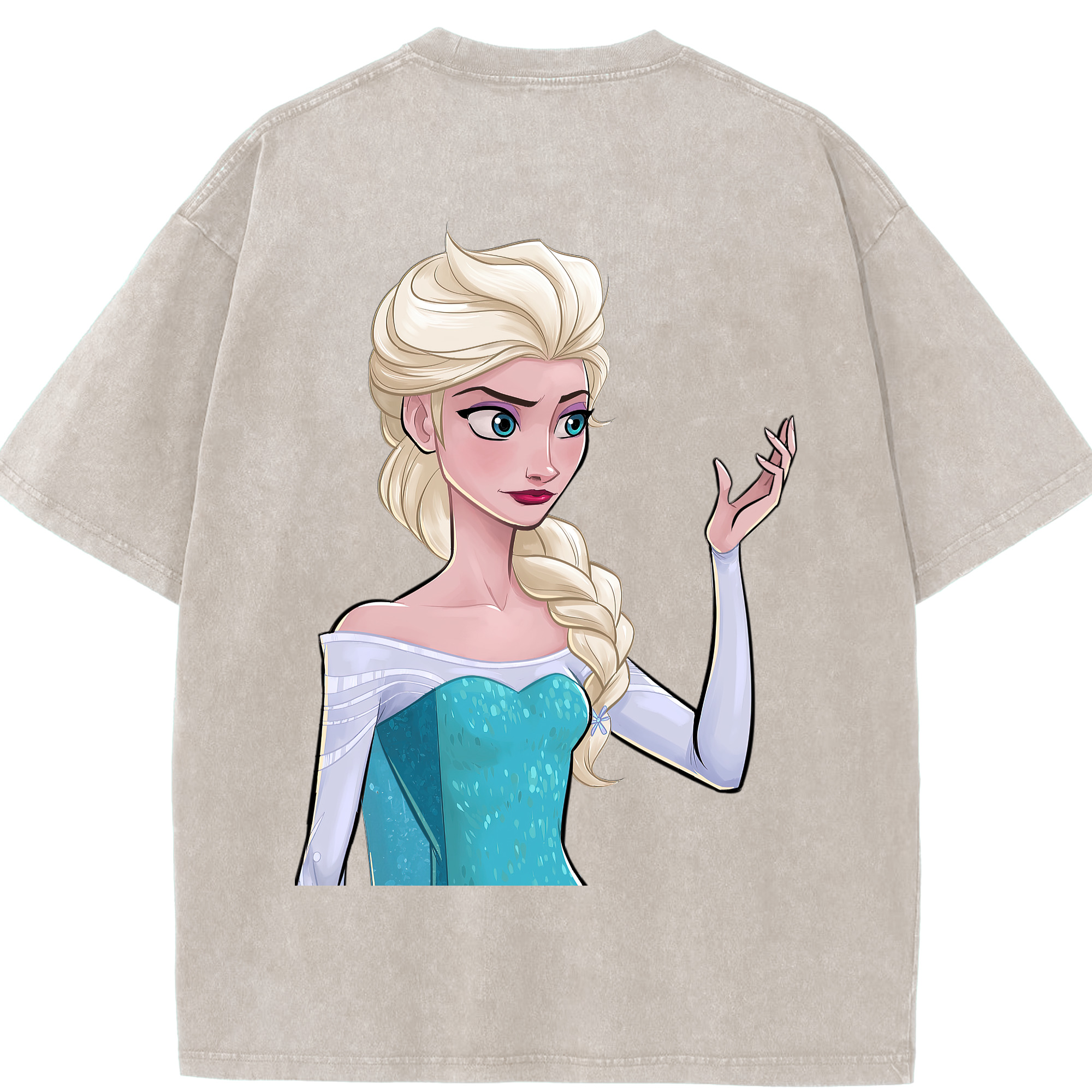 （画像用） アナと雪の女王 アンナ エルサ Frozen Anna Elsa 綿100% ヴィンテージ風 半袖Tシャツ（背面プリント）