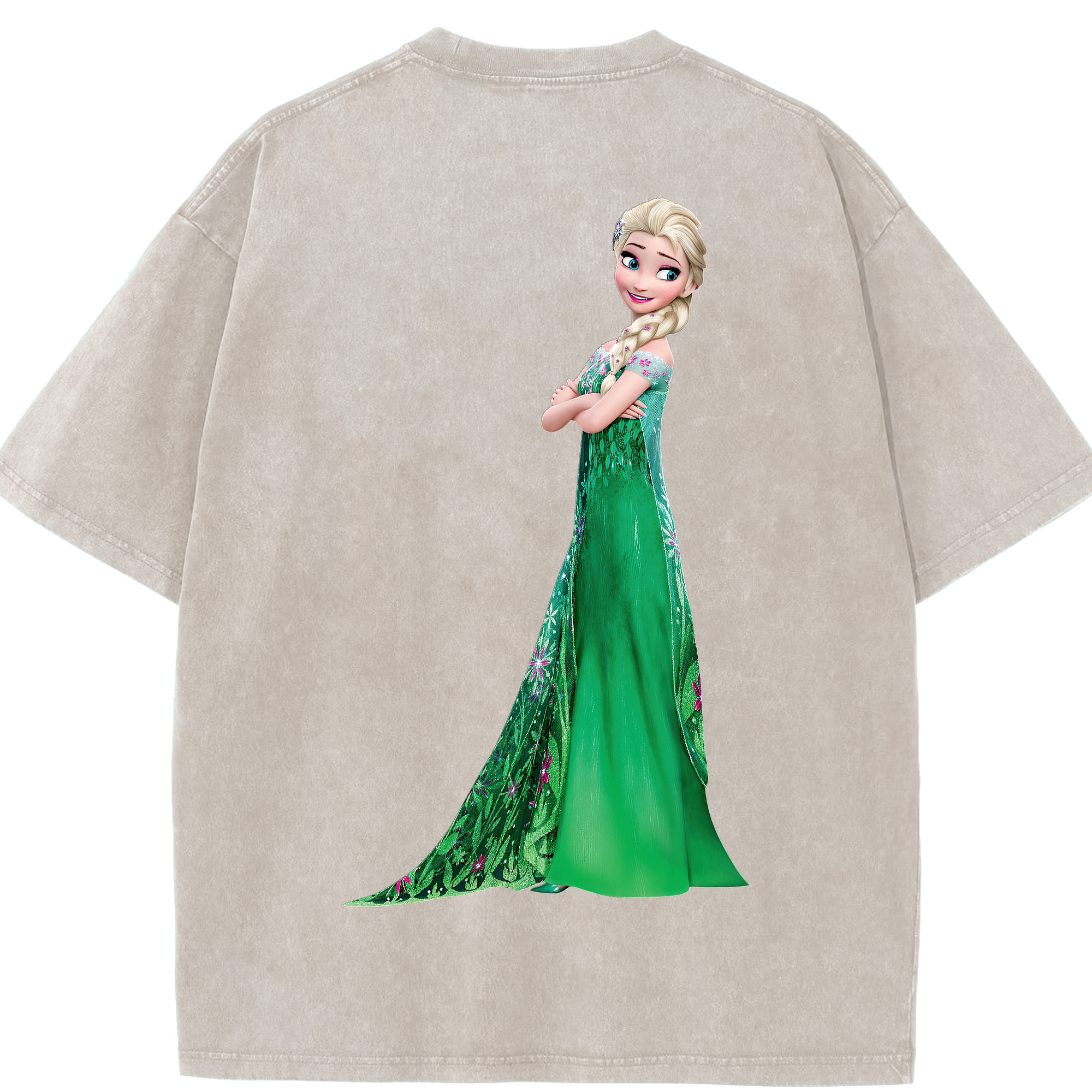 （画像用） アナと雪の女王 アンナ エルサ Frozen Anna Elsa 綿100% ヴィンテージ風 半袖Tシャツ（背面プリント）