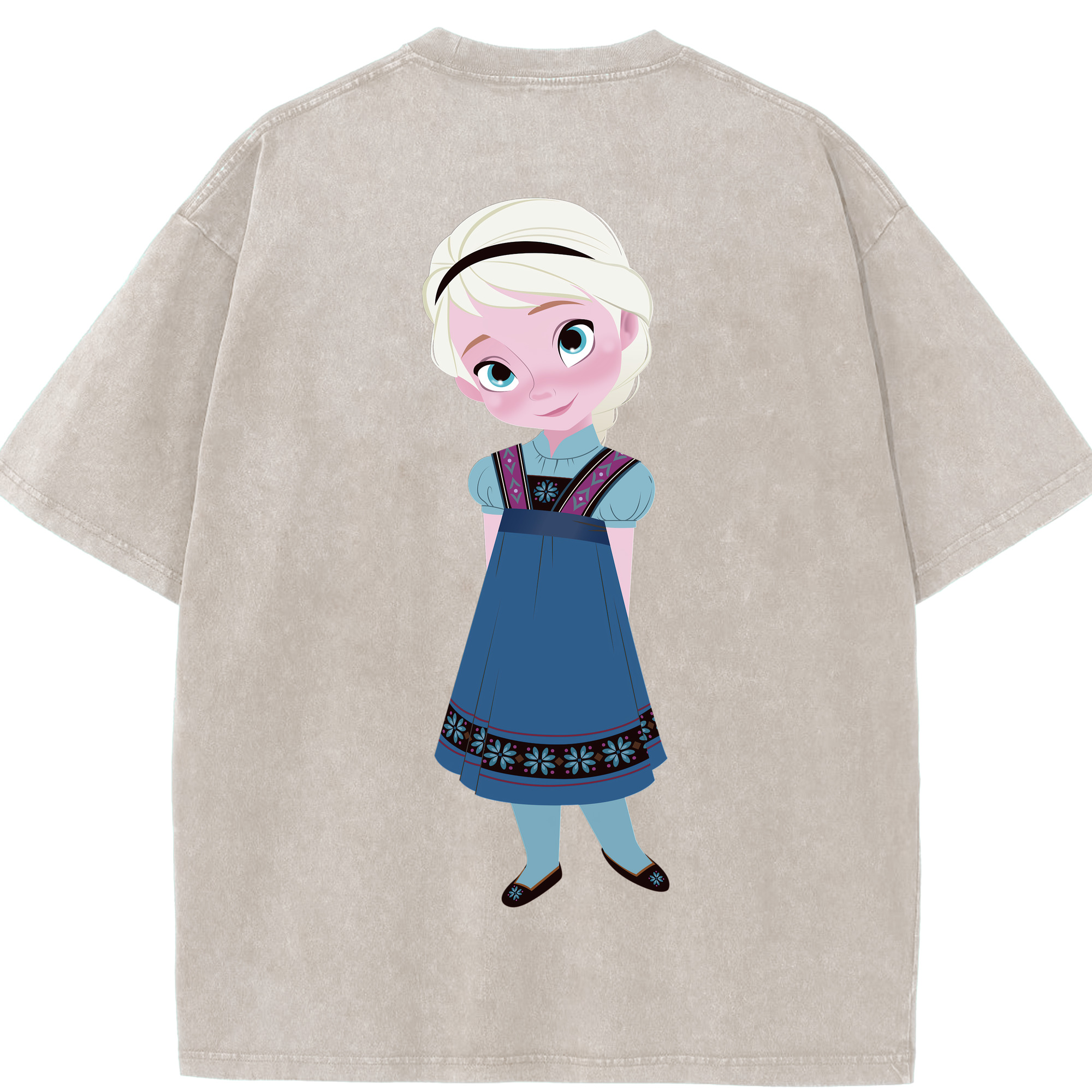 （画像用） アナと雪の女王 アンナ エルサ Frozen Anna Elsa 綿100% ヴィンテージ風 半袖Tシャツ（背面プリント）