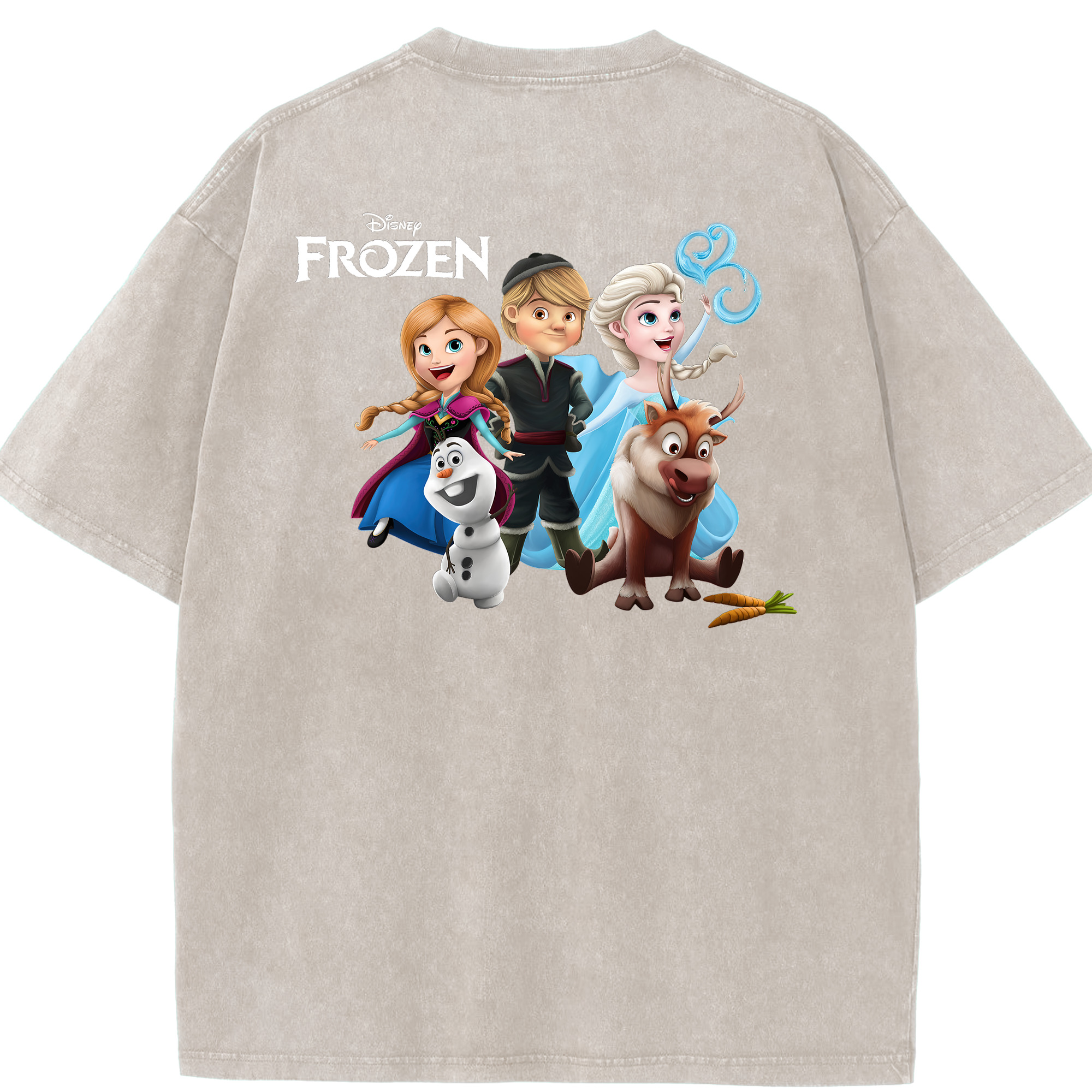 （画像用） アナと雪の女王 アンナ エルサ Frozen Anna Elsa 綿100% ヴィンテージ風 半袖Tシャツ（背面プリント）