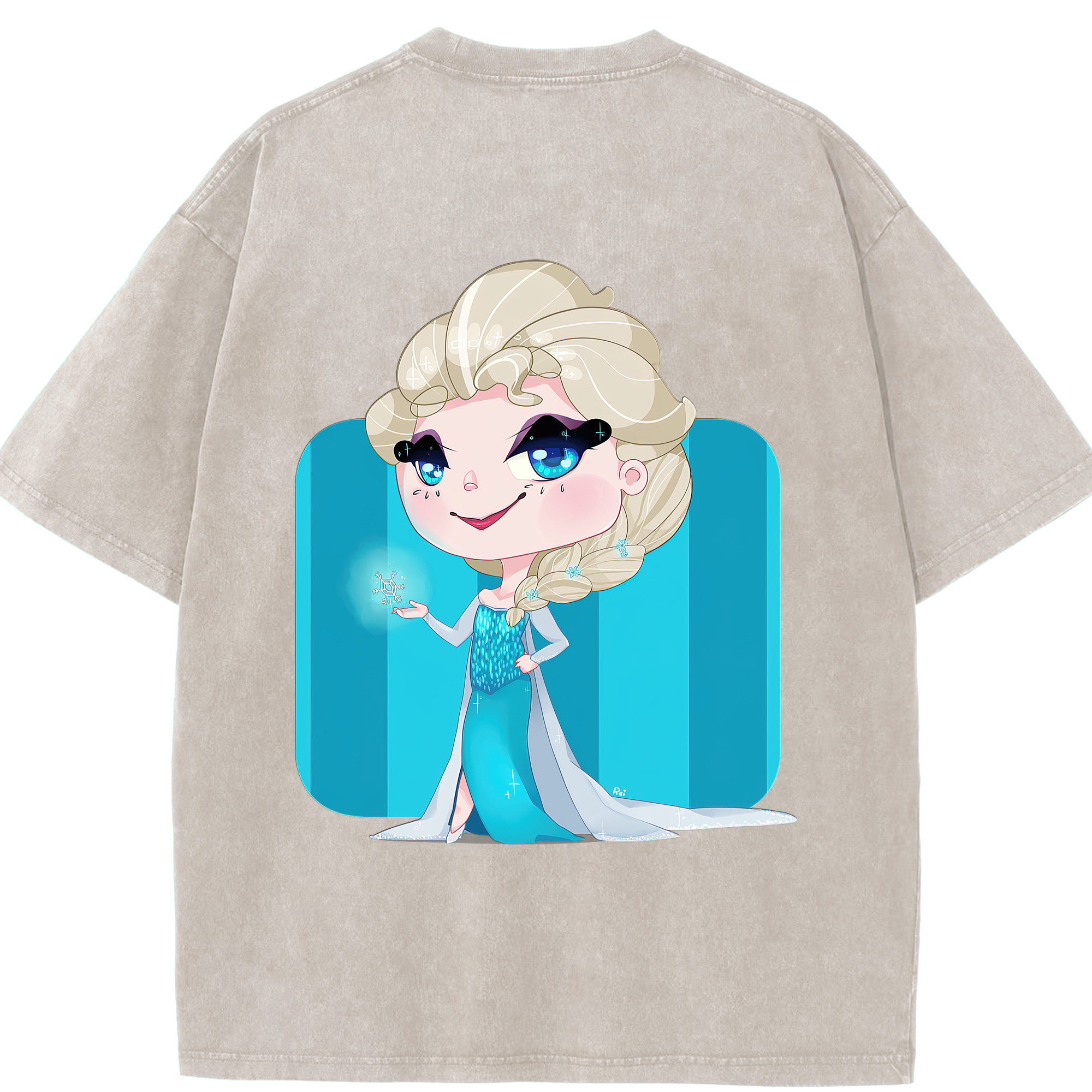 （画像用） アナと雪の女王 アンナ エルサ Frozen Anna Elsa 綿100% ヴィンテージ風 半袖Tシャツ（背面プリント）