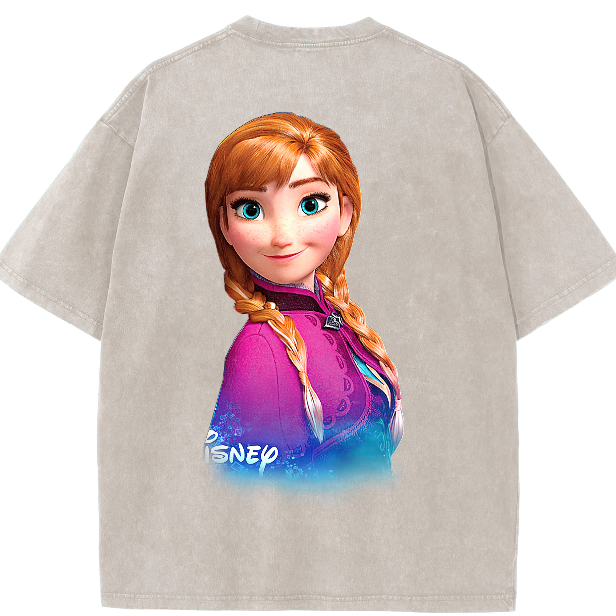 （画像用） アナと雪の女王 アンナ エルサ Frozen Anna Elsa 綿100% ヴィンテージ風 半袖Tシャツ（背面プリント）