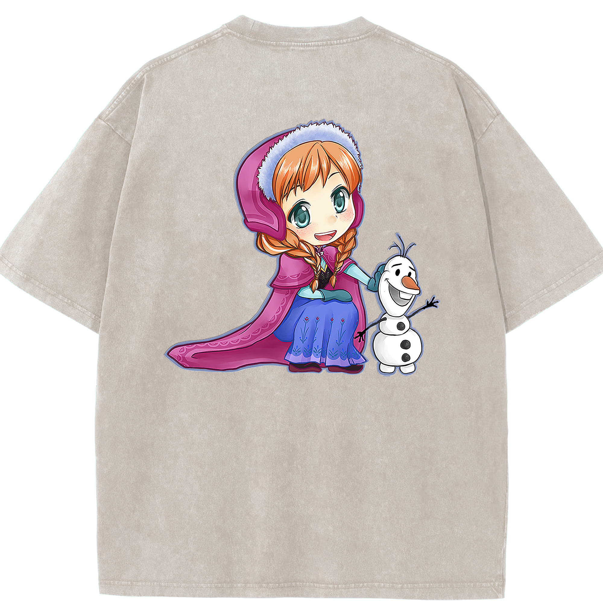 （画像用） アナと雪の女王 アンナ エルサ Frozen Anna Elsa 綿100% ヴィンテージ風 半袖Tシャツ（背面プリント）
