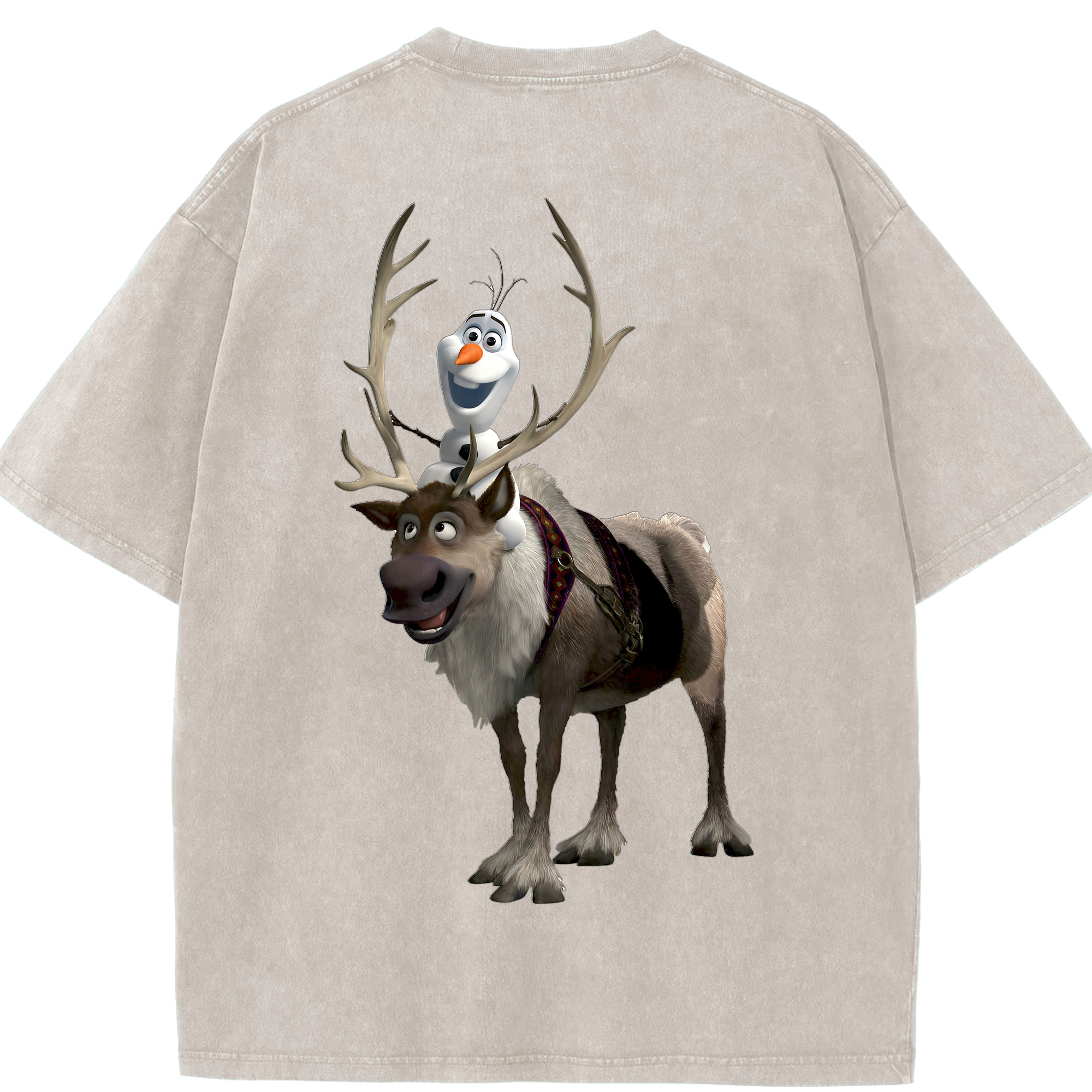（画像用） アナと雪の女王 アンナ エルサ Frozen Anna Elsa 綿100% ヴィンテージ風 半袖Tシャツ（背面プリント）
