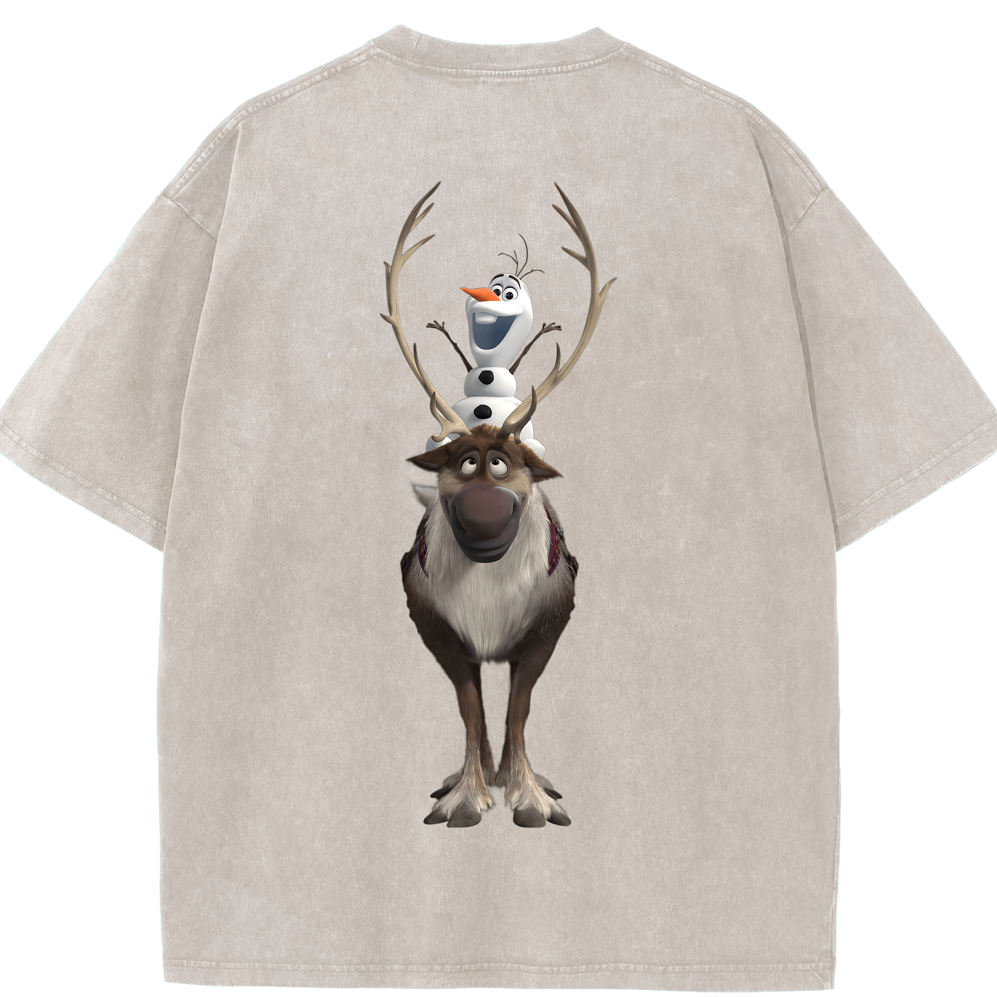 （画像用） アナと雪の女王 アンナ エルサ Frozen Anna Elsa 綿100% ヴィンテージ風 半袖Tシャツ（背面プリント）