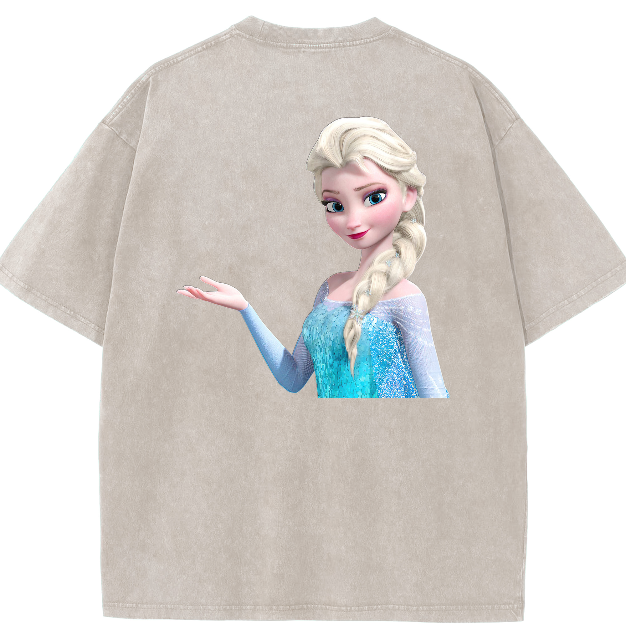 （画像用） アナと雪の女王 アンナ エルサ Frozen Anna Elsa 綿100% ヴィンテージ風 半袖Tシャツ（背面プリント）