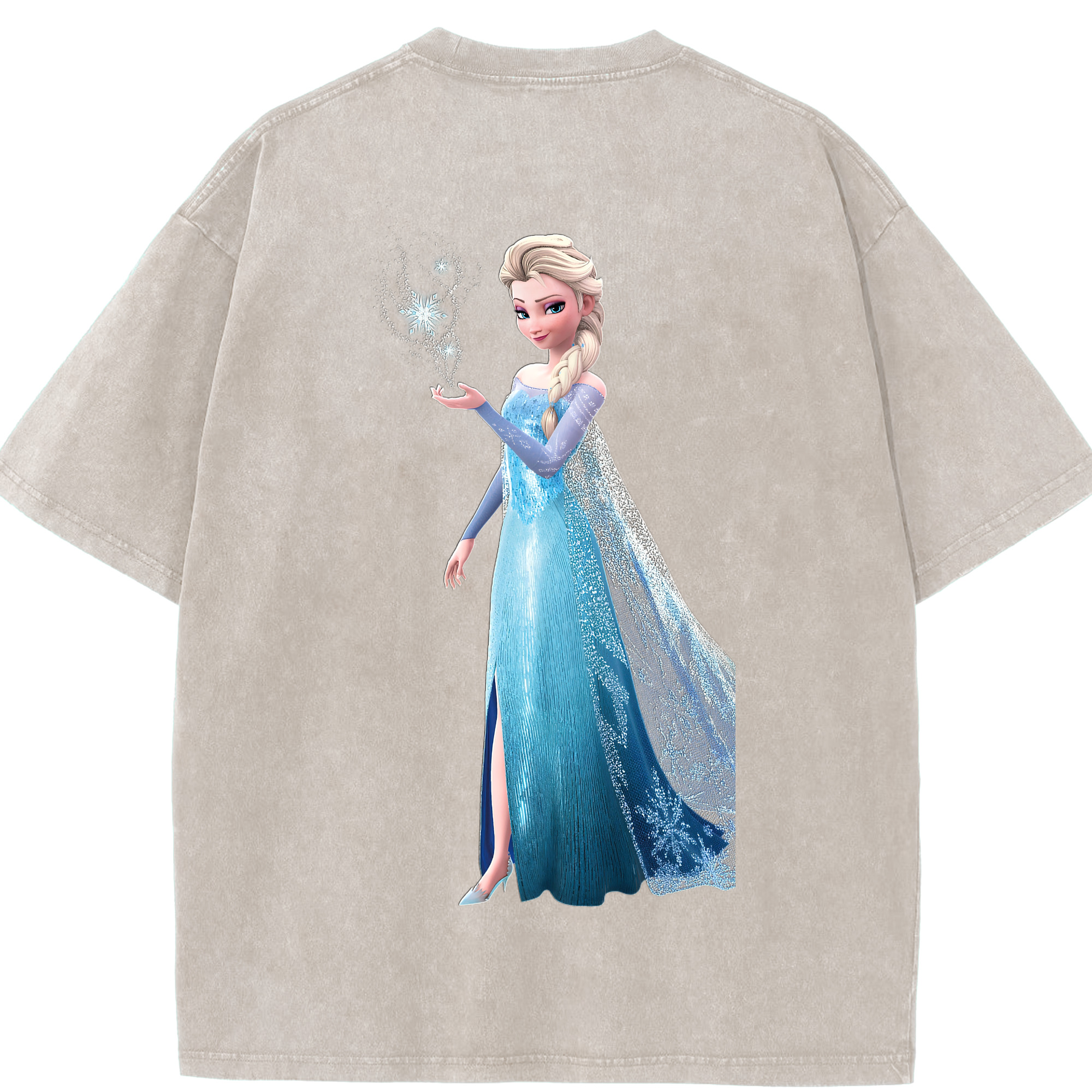 （画像用） アナと雪の女王 アンナ エルサ Frozen Anna Elsa 綿100% ヴィンテージ風 半袖Tシャツ（背面プリント）
