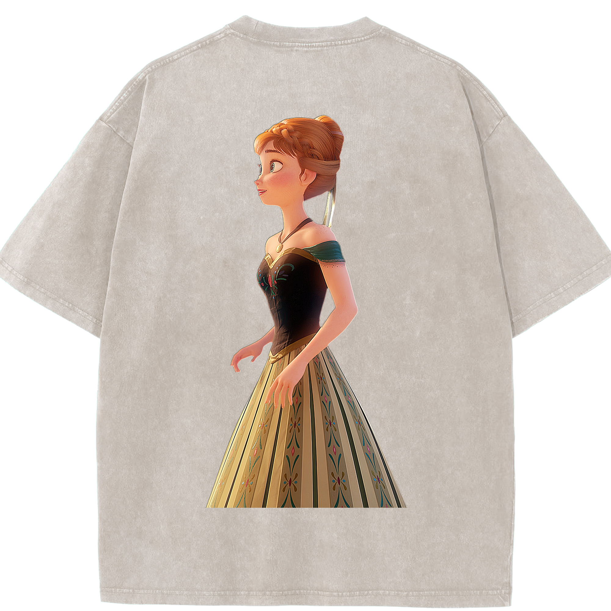 （画像用） アナと雪の女王 アンナ エルサ Frozen Anna Elsa 綿100% ヴィンテージ風 半袖Tシャツ（背面プリント）