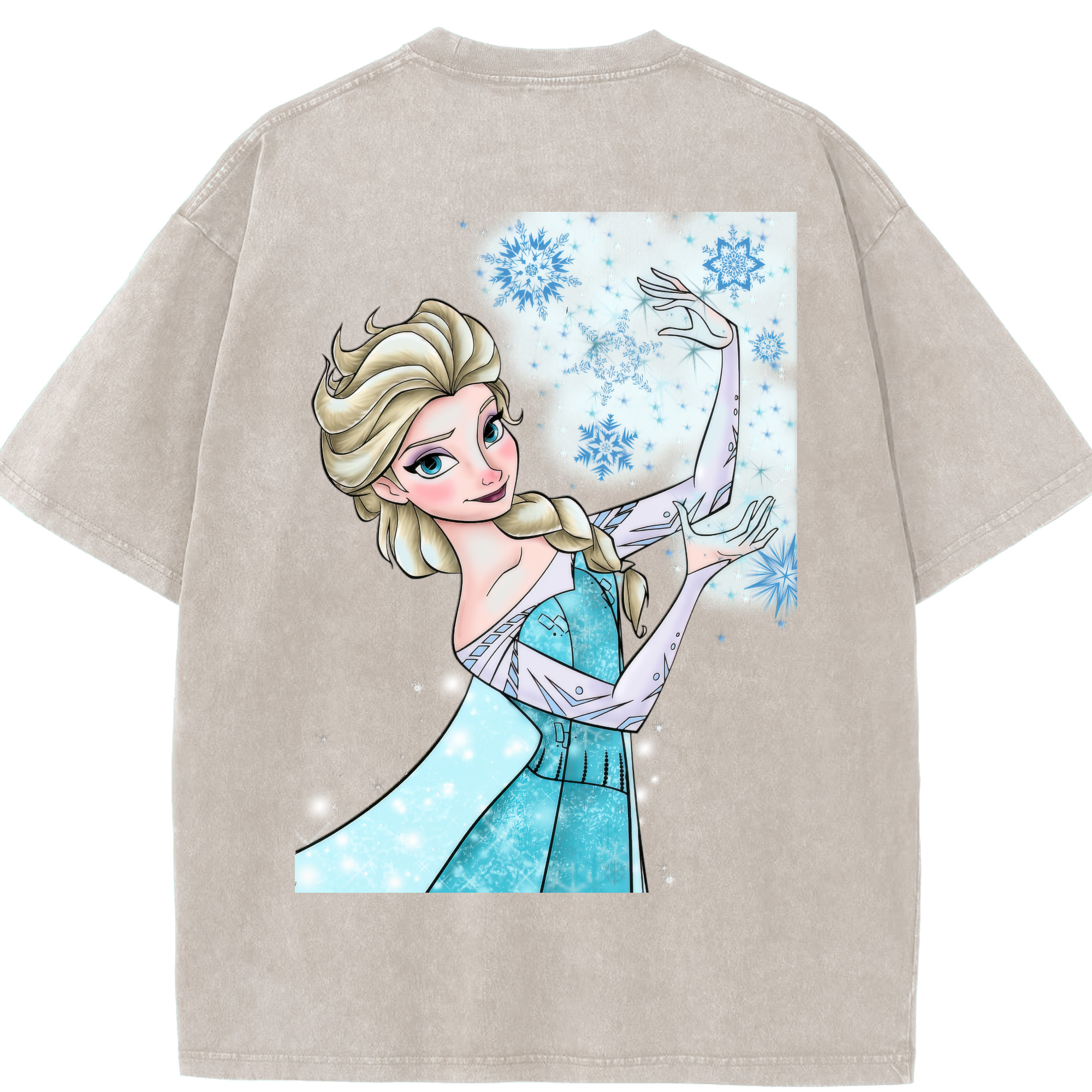 （画像用） アナと雪の女王 アンナ エルサ Frozen Anna Elsa 綿100% ヴィンテージ風 半袖Tシャツ（背面プリント）