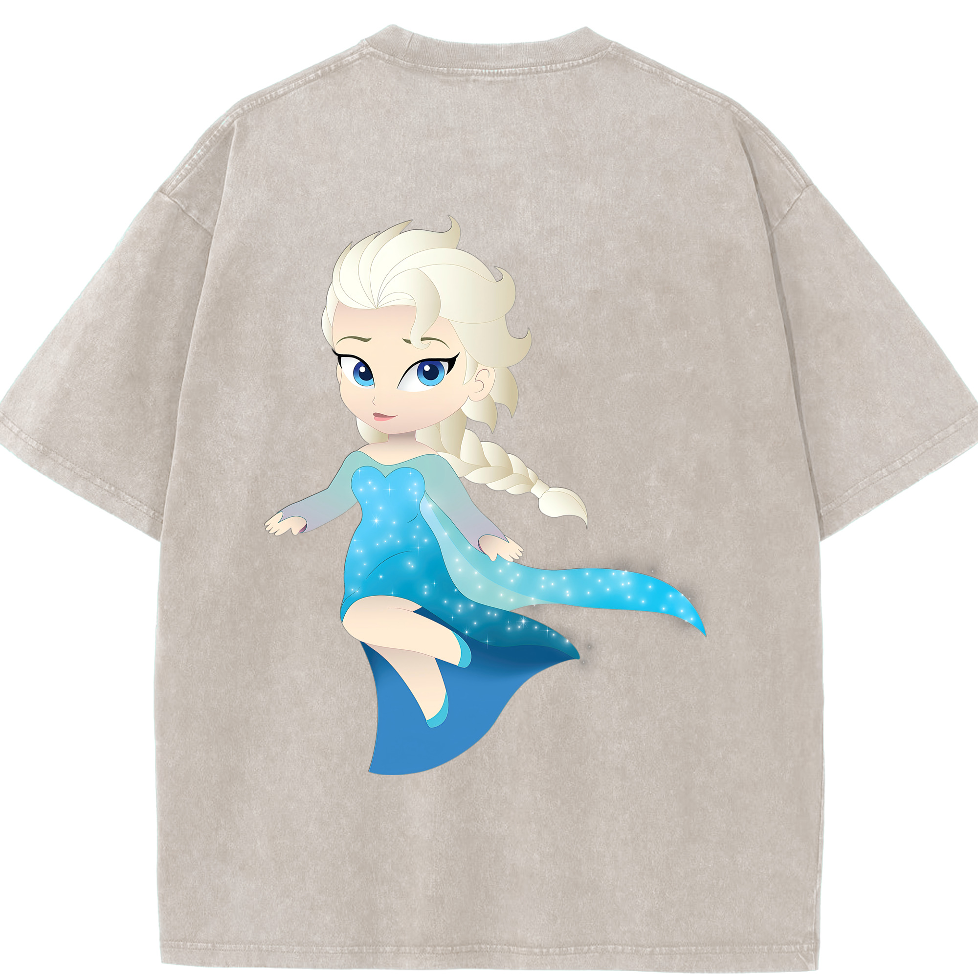 （画像用） アナと雪の女王 アンナ エルサ Frozen Anna Elsa 綿100% ヴィンテージ風 半袖Tシャツ（背面プリント）