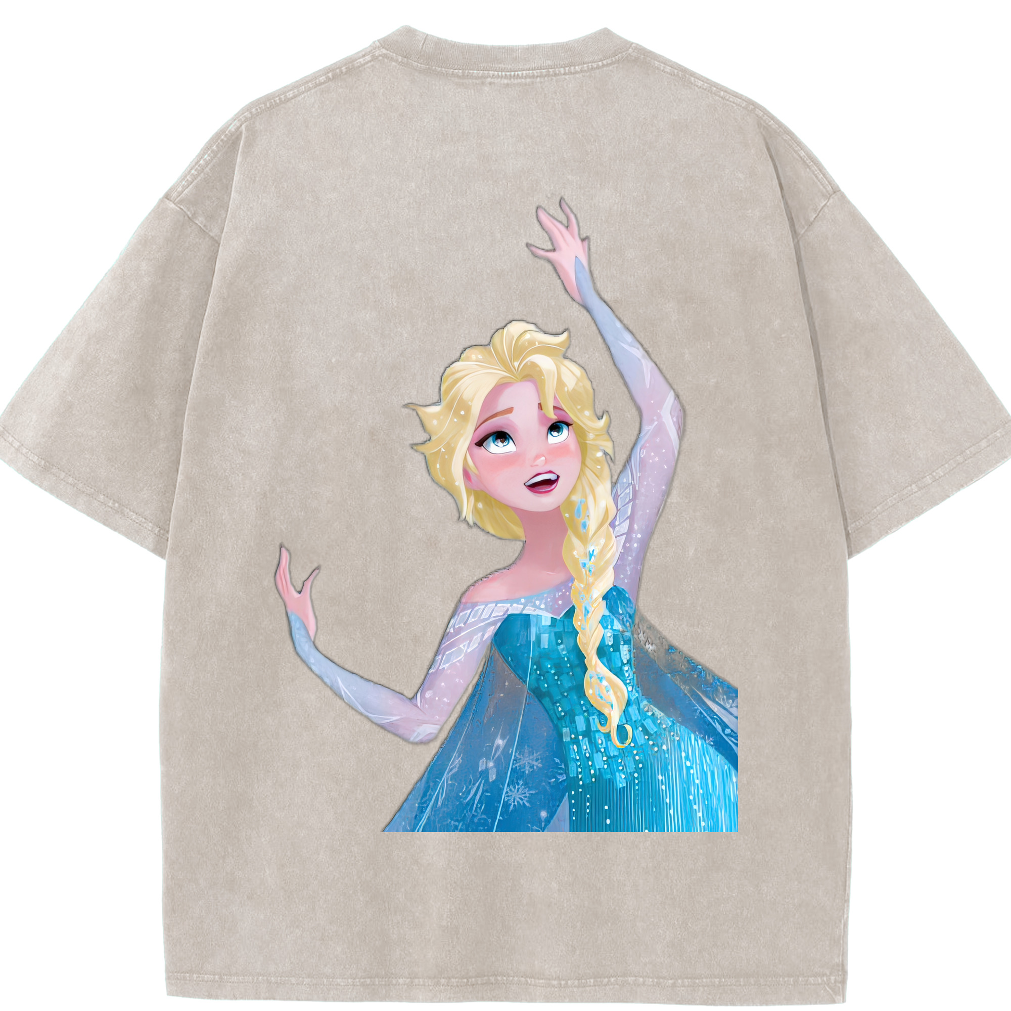 （画像用） アナと雪の女王 アンナ エルサ Frozen Anna Elsa 綿100% ヴィンテージ風 半袖Tシャツ（背面プリント）