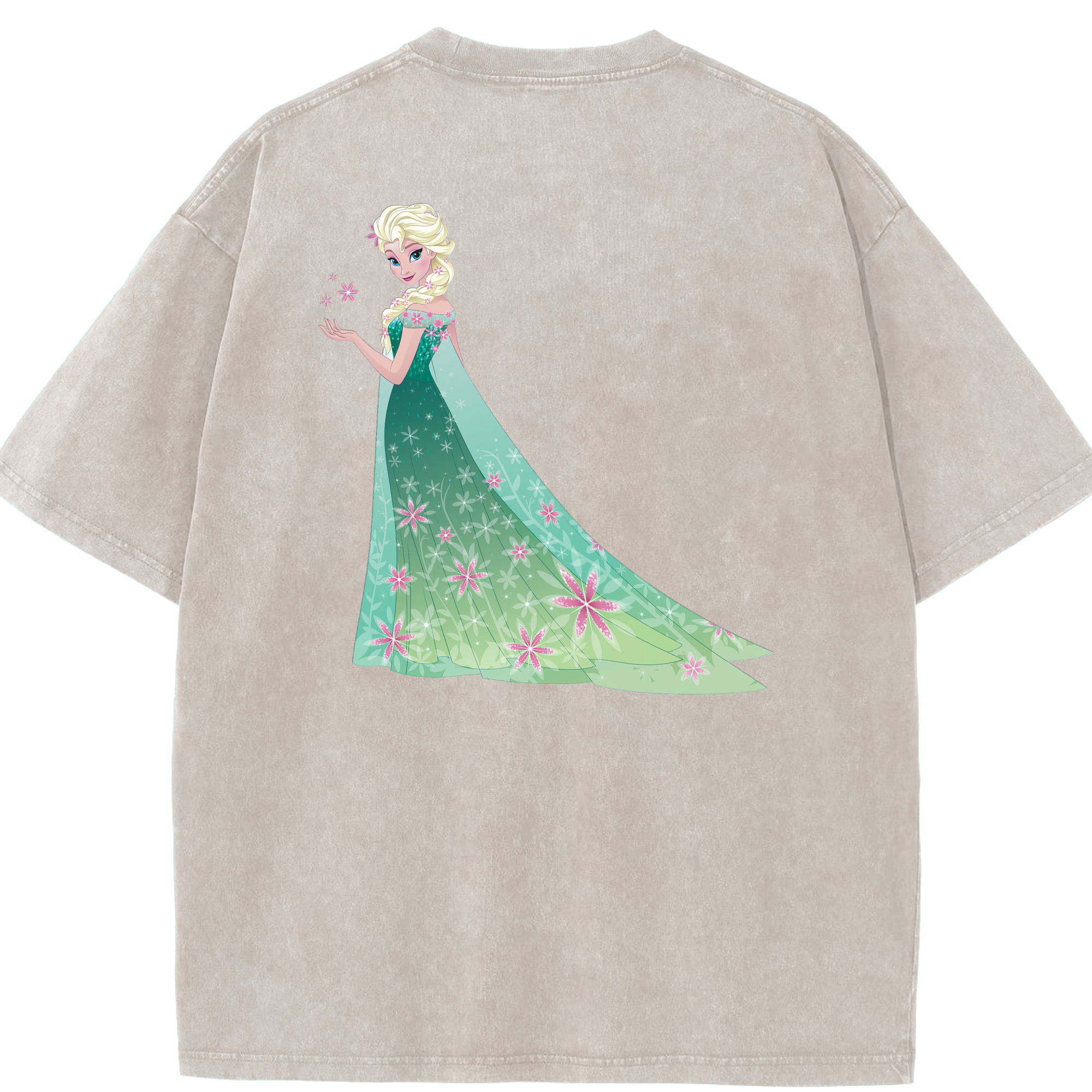 （画像用） アナと雪の女王 アンナ エルサ Frozen Anna Elsa 綿100% ヴィンテージ風 半袖Tシャツ（背面プリント）