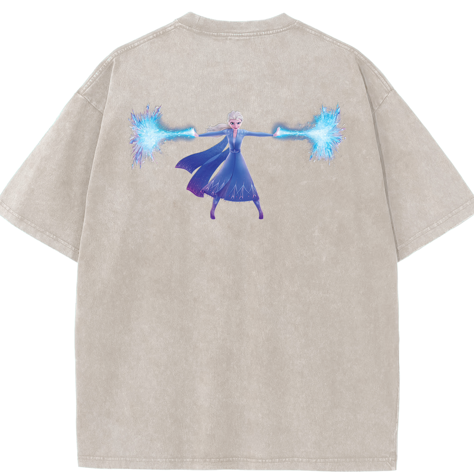 （画像用） アナと雪の女王 アンナ エルサ Frozen Anna Elsa 綿100% ヴィンテージ風 半袖Tシャツ（背面プリント）