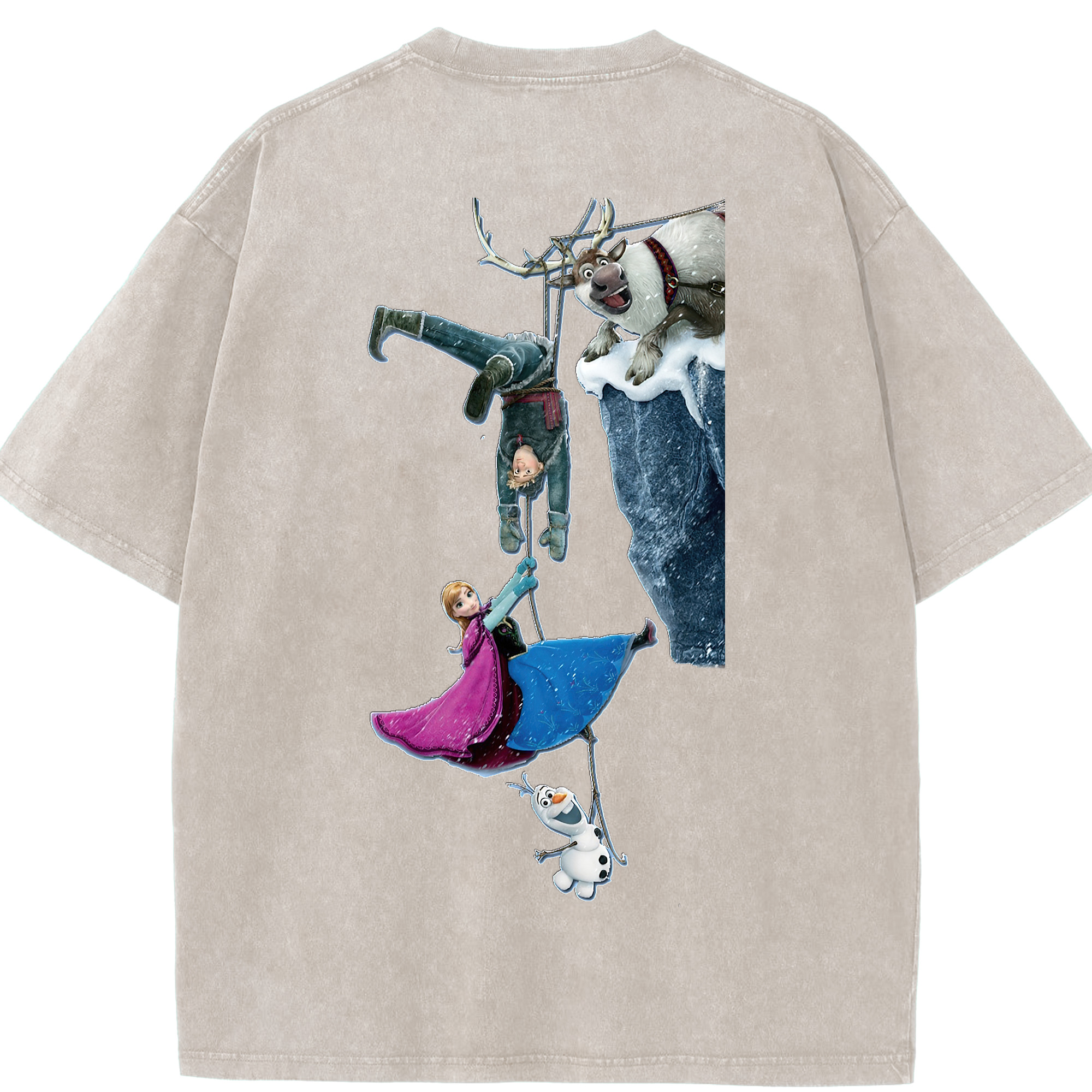 （画像用） アナと雪の女王 アンナ エルサ Frozen Anna Elsa 綿100% ヴィンテージ風 半袖Tシャツ（背面プリント）