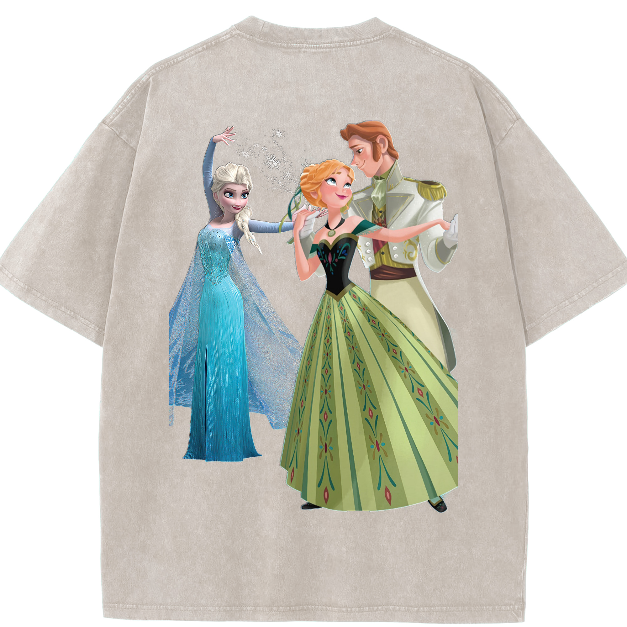 （画像用） アナと雪の女王 アンナ エルサ Frozen Anna Elsa 綿100% ヴィンテージ風 半袖Tシャツ（背面プリント）
