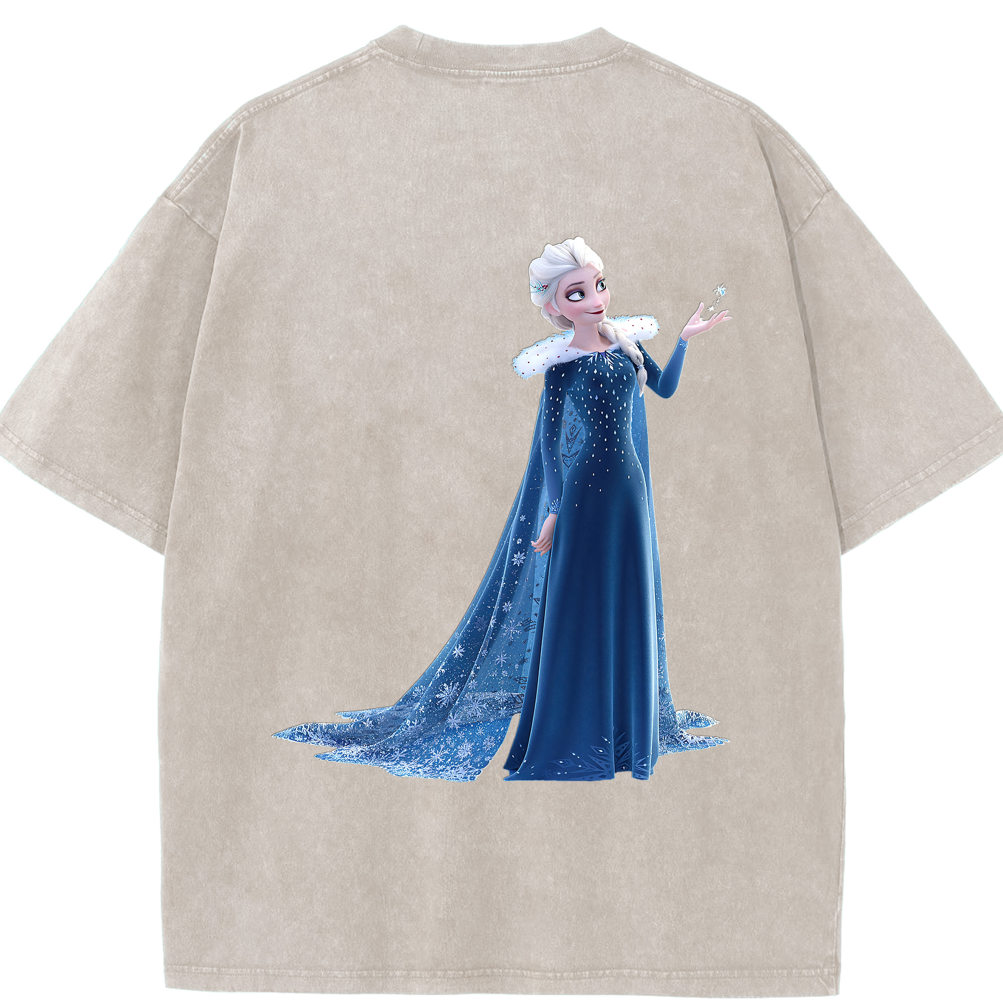 （画像用） アナと雪の女王 アンナ エルサ Frozen Anna Elsa 綿100% ヴィンテージ風 半袖Tシャツ（背面プリント）