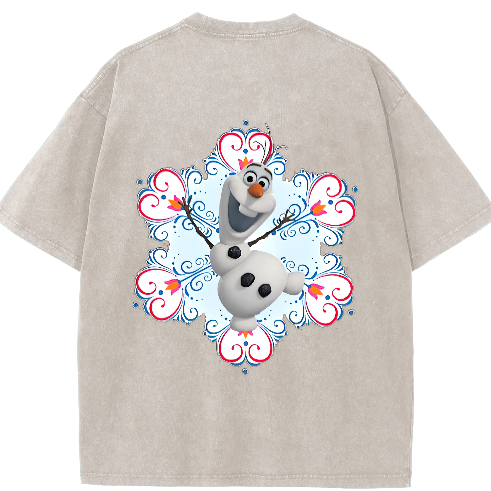 （画像用） アナと雪の女王 アンナ エルサ Frozen Anna Elsa 綿100% ヴィンテージ風 半袖Tシャツ（背面プリント）