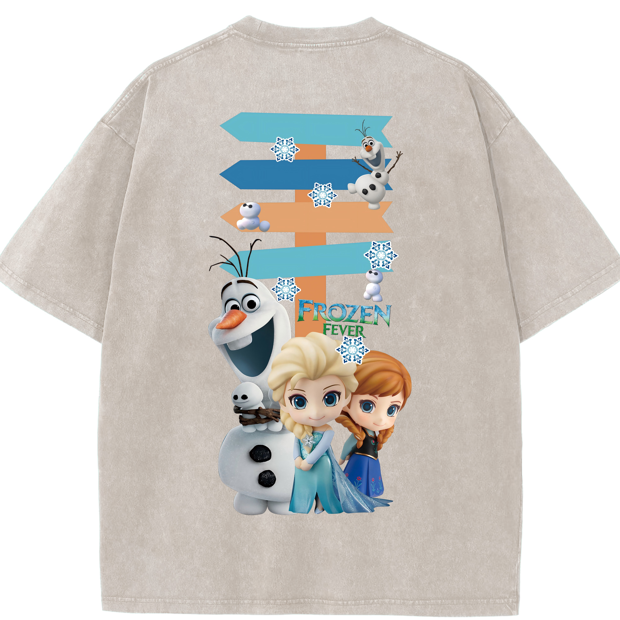 （画像用） アナと雪の女王 アンナ エルサ Frozen Anna Elsa 綿100% ヴィンテージ風 半袖Tシャツ（背面プリント）