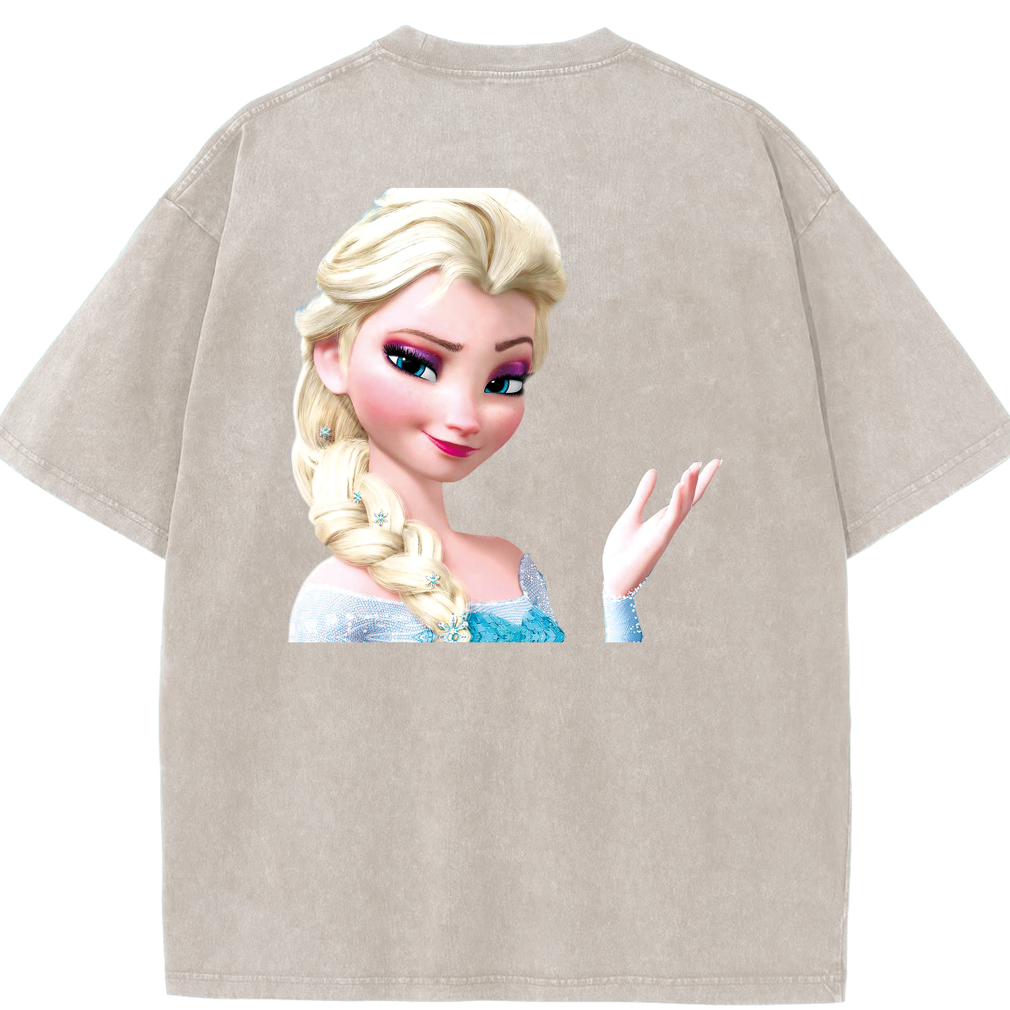 （画像用） アナと雪の女王 アンナ エルサ Frozen Anna Elsa 綿100% ヴィンテージ風 半袖Tシャツ（背面プリント）